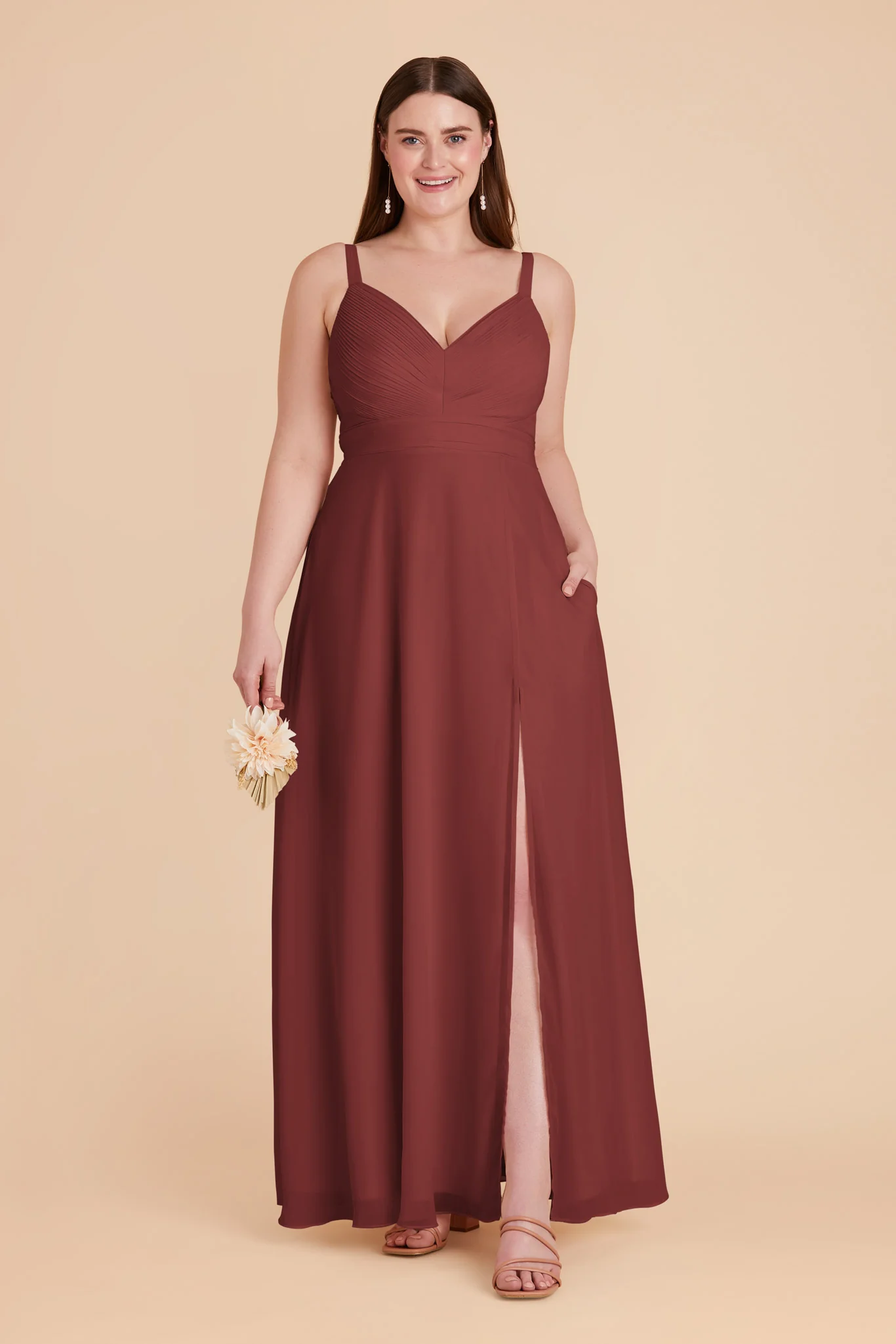 Deborah Chiffon Dress - Rosewood - Image 9