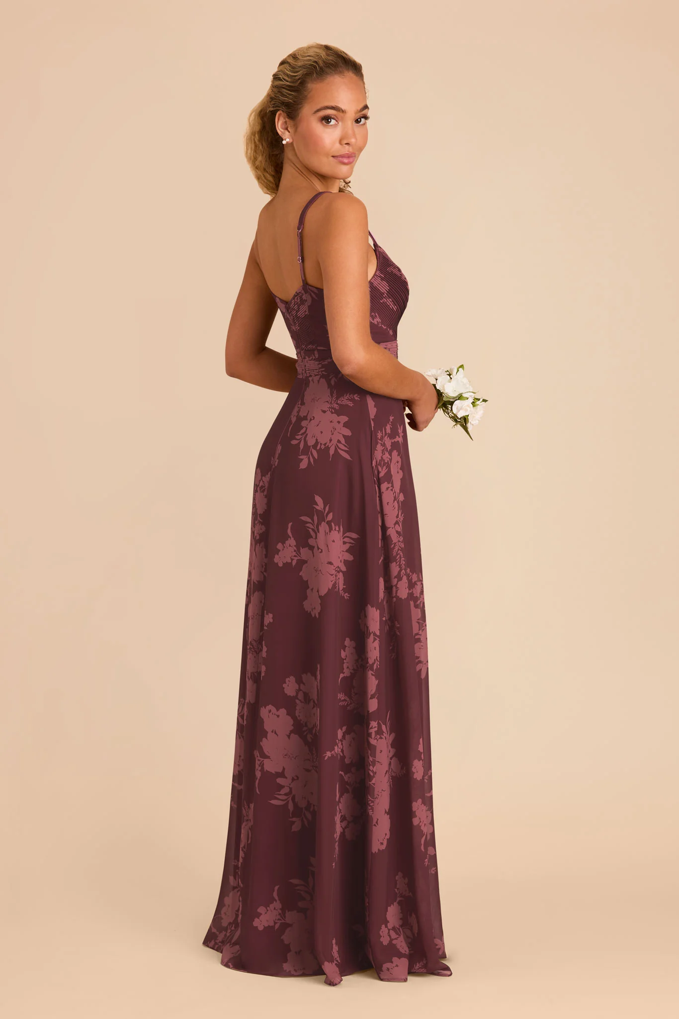 Deborah Chiffon Dress - Sangria Whimsical Blooms - Image 4