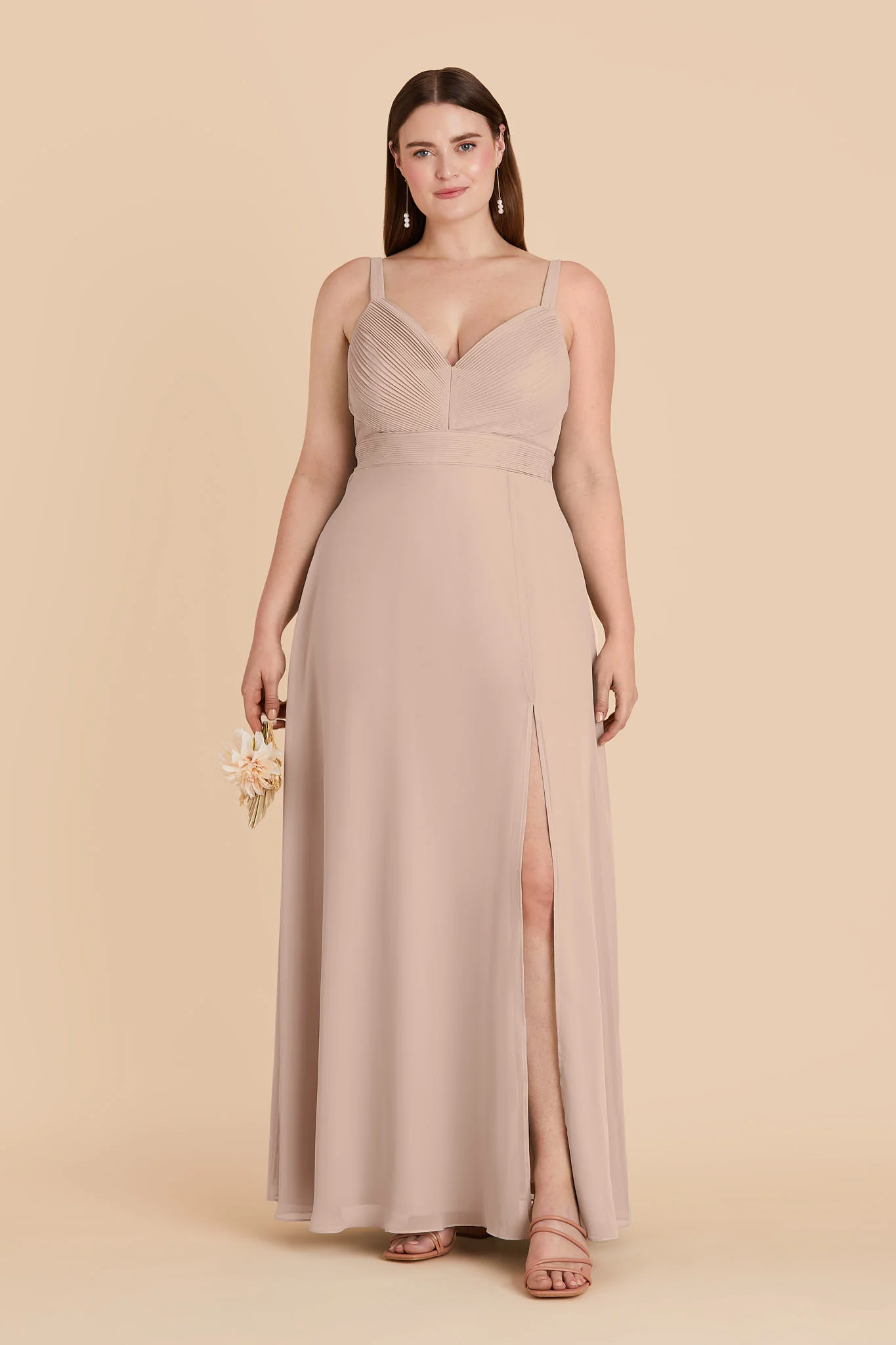 Deborah Chiffon Dress - Taupe - Image 2