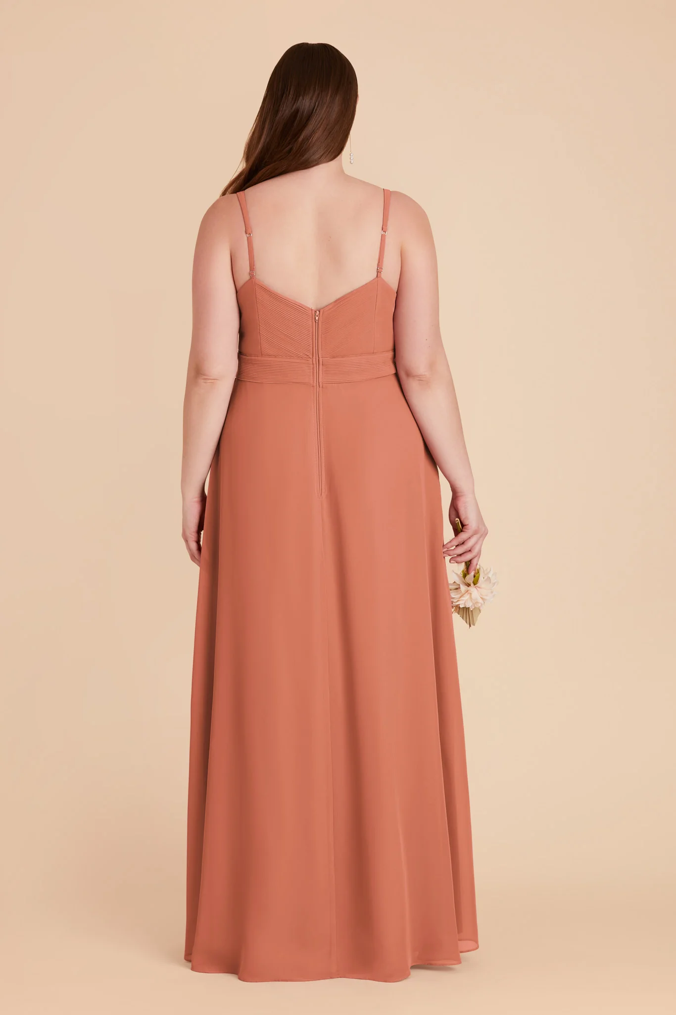 Deborah Chiffon Dress - Terracotta - Image 11