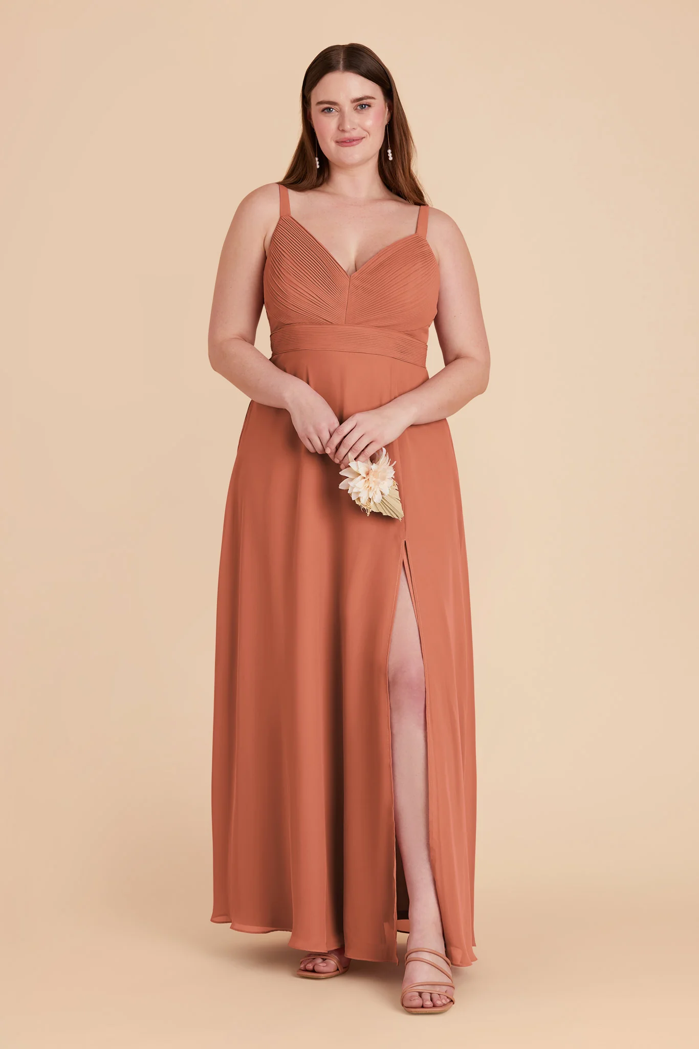Deborah Chiffon Dress - Terracotta - Image 2