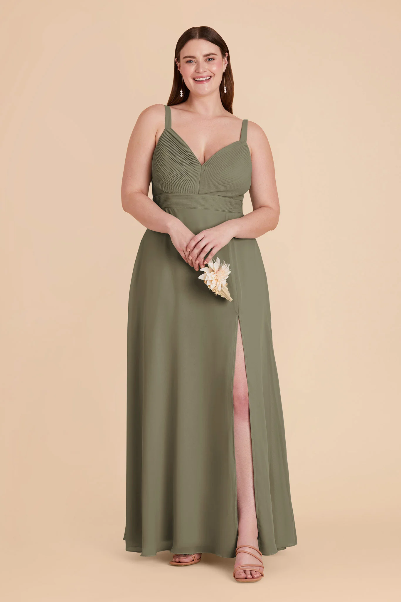 Deborah Chiffon Dress - Thyme - Image 10