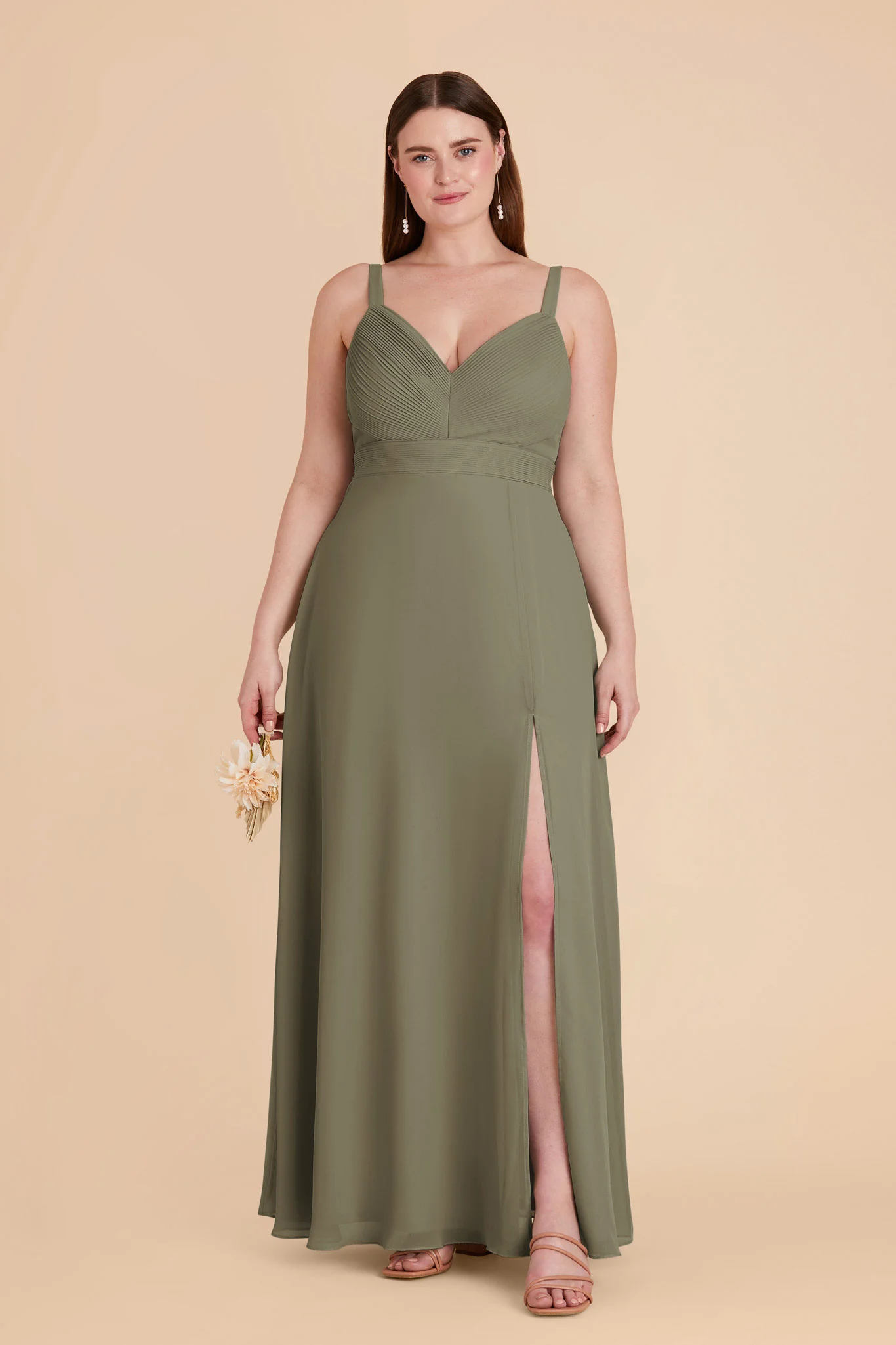 Deborah Chiffon Dress - Thyme - Image 11