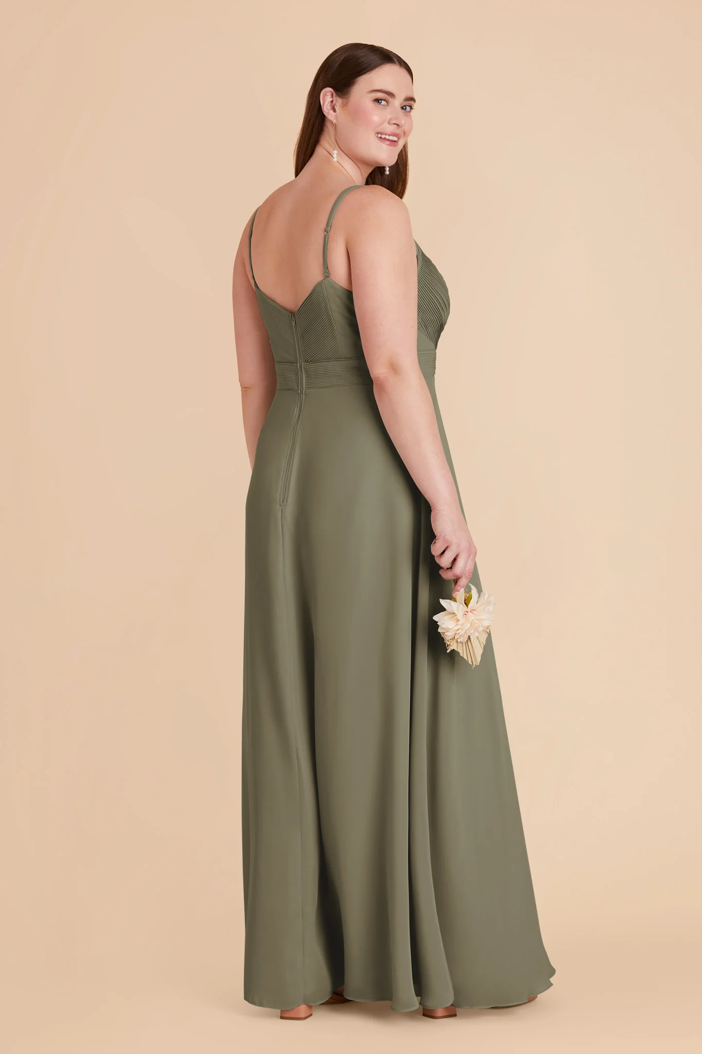 Deborah Chiffon Dress - Thyme - Image 12