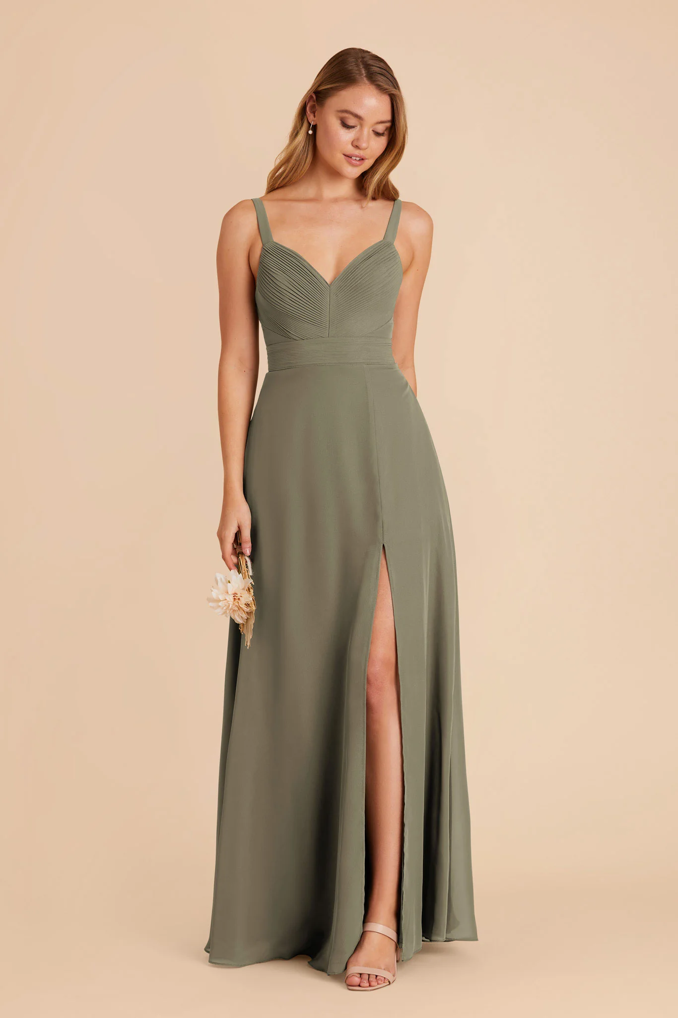Deborah Chiffon Dress - Thyme - Image 4