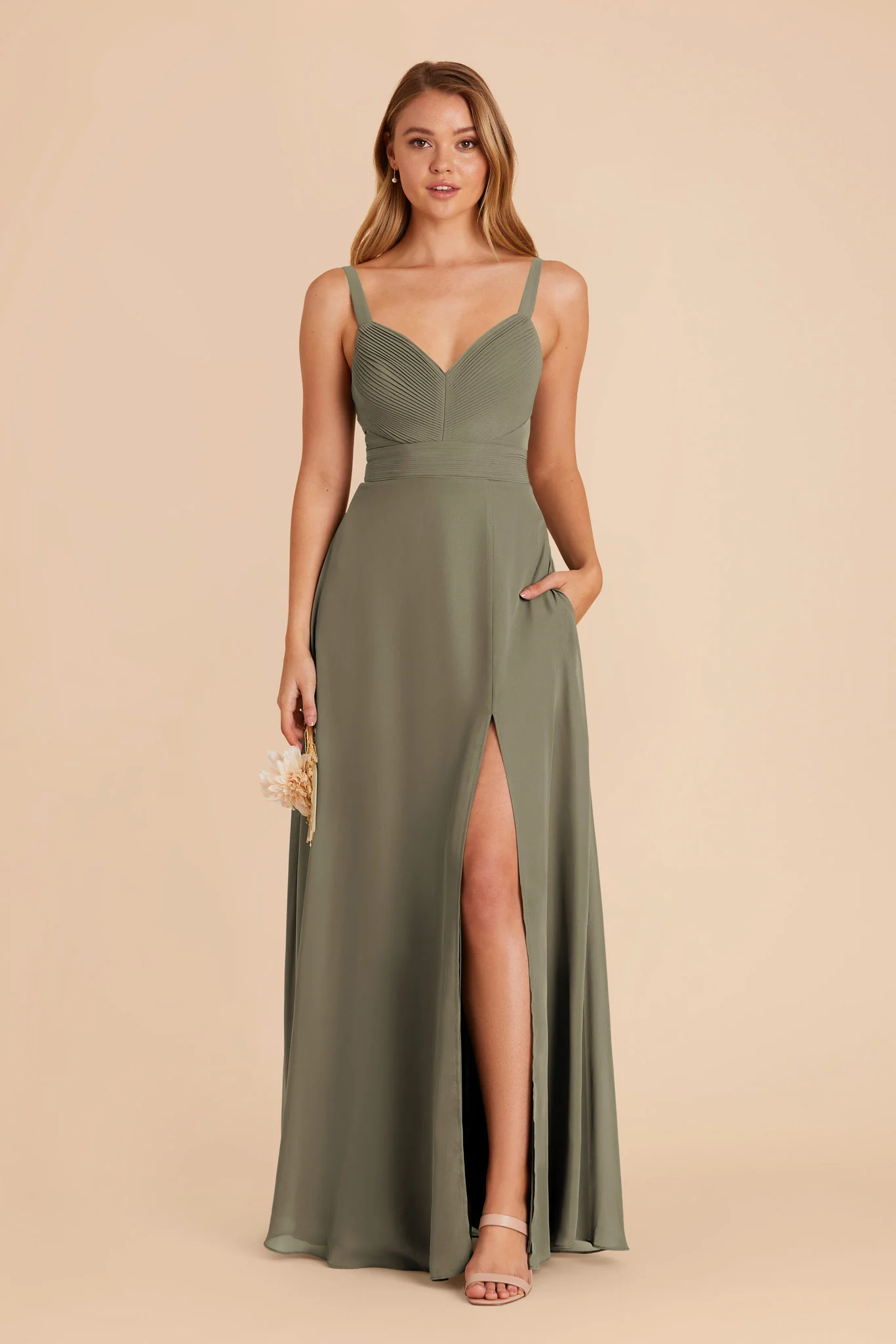 Deborah Chiffon Dress - Thyme - Image 5