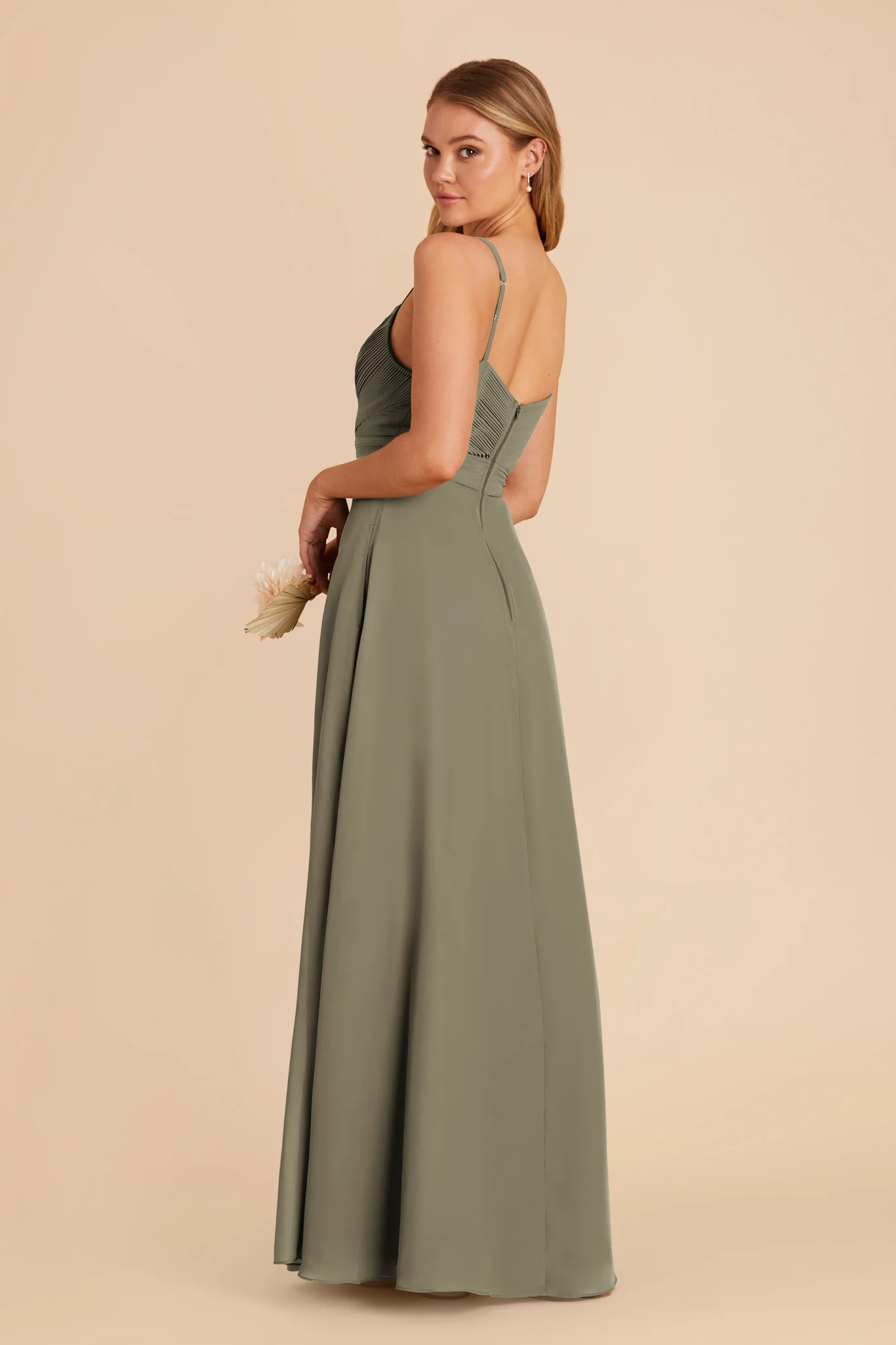 Deborah Chiffon Dress - Thyme - Image 6