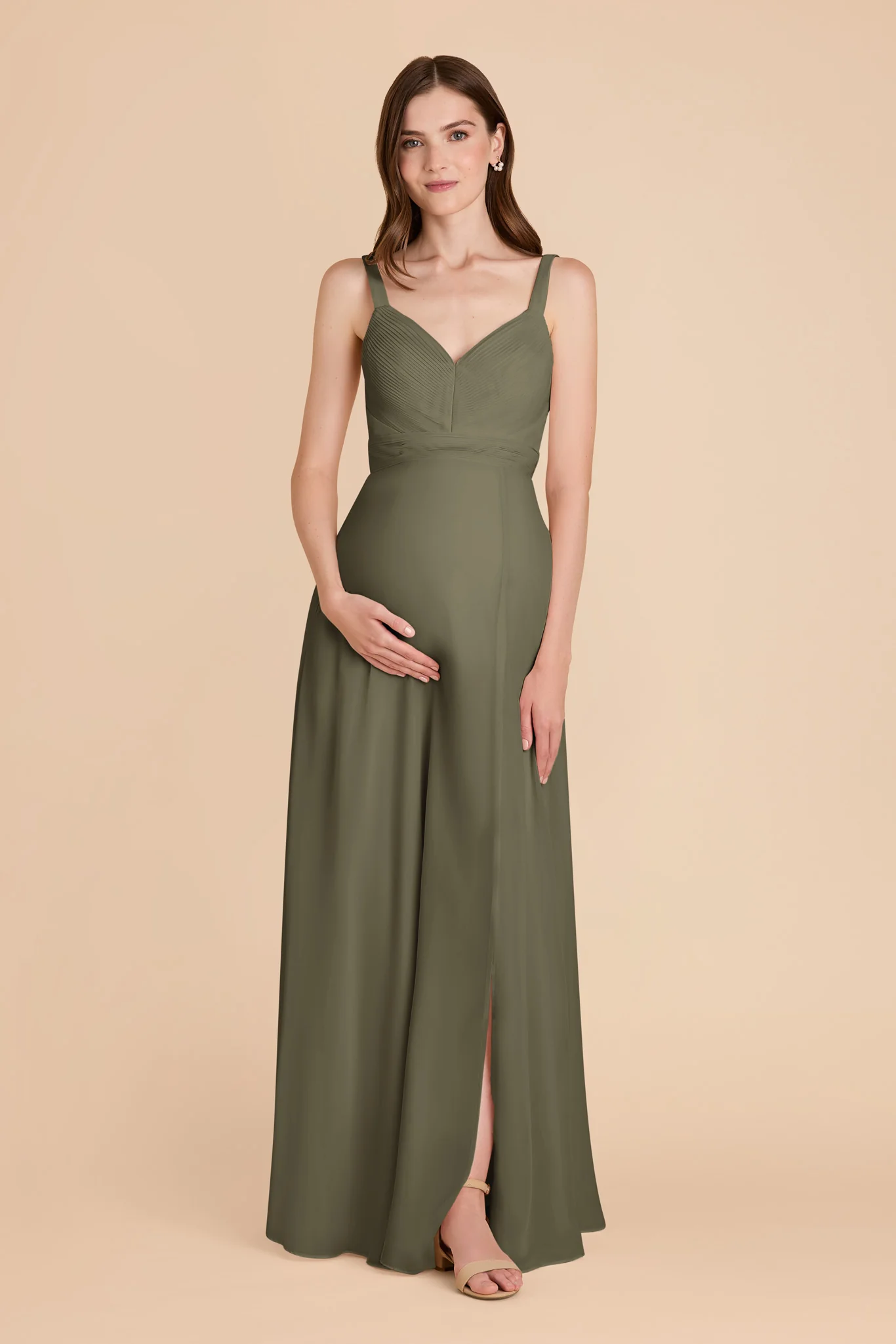Deborah Chiffon Dress - Thyme - Image 7