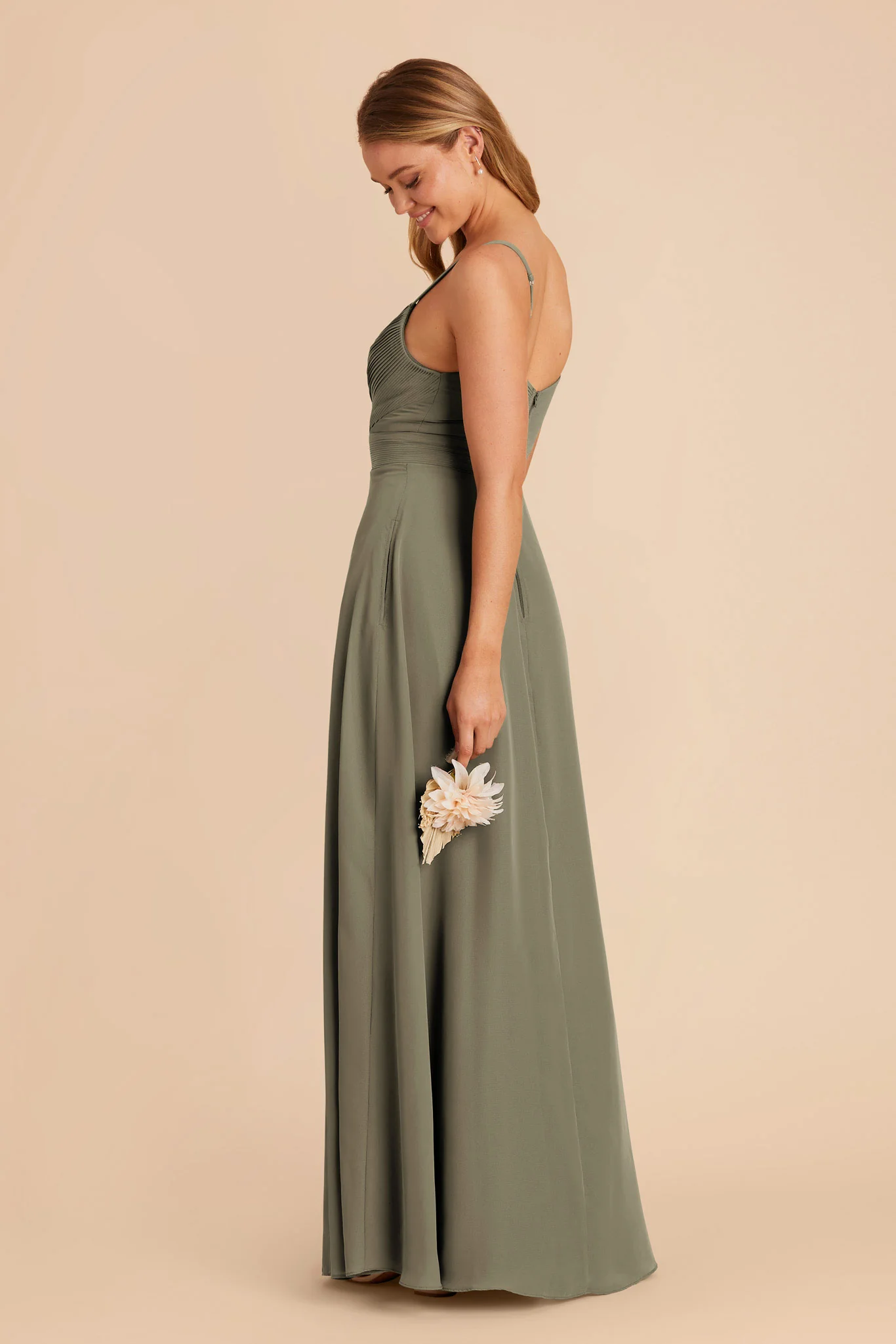Deborah Chiffon Dress - Thyme - Image 8