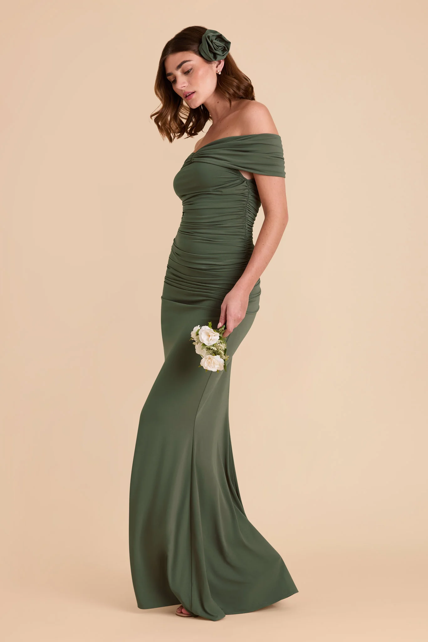 Denise Luxe Stretch Knit Dress - Olive - Image 10