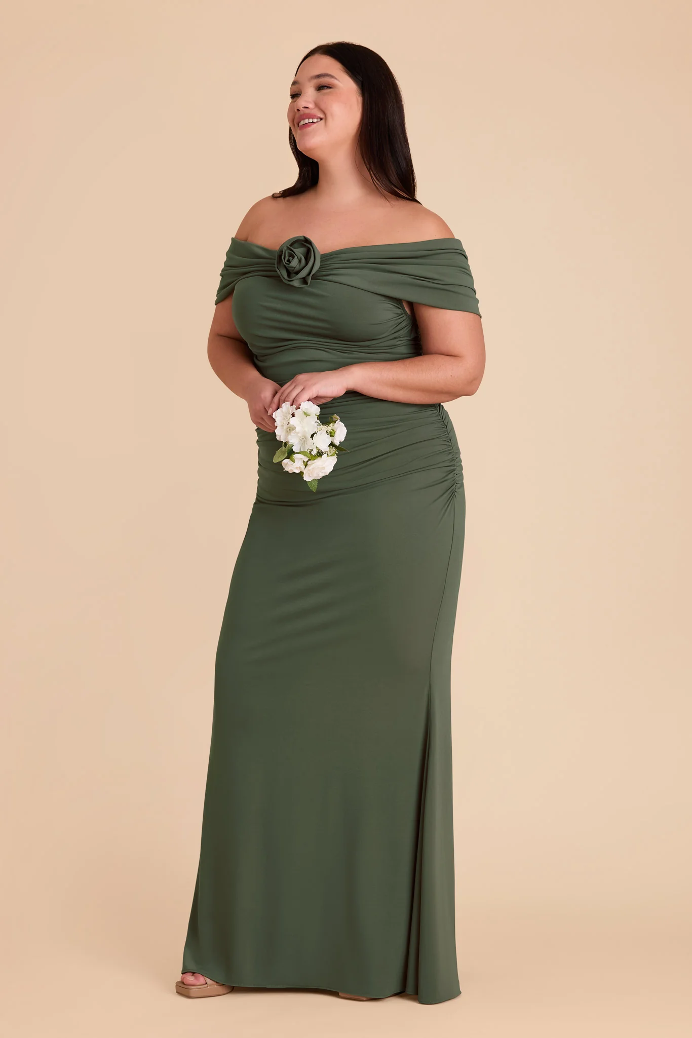 Denise Luxe Stretch Knit Dress - Olive - Image 19