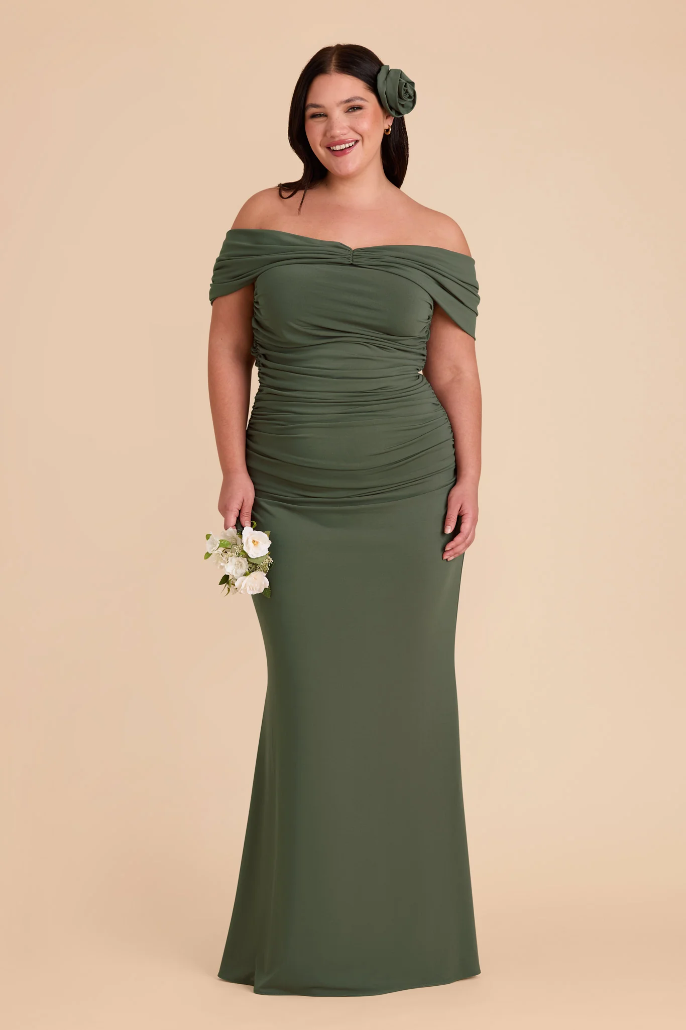 Denise Luxe Stretch Knit Dress - Olive - Image 2