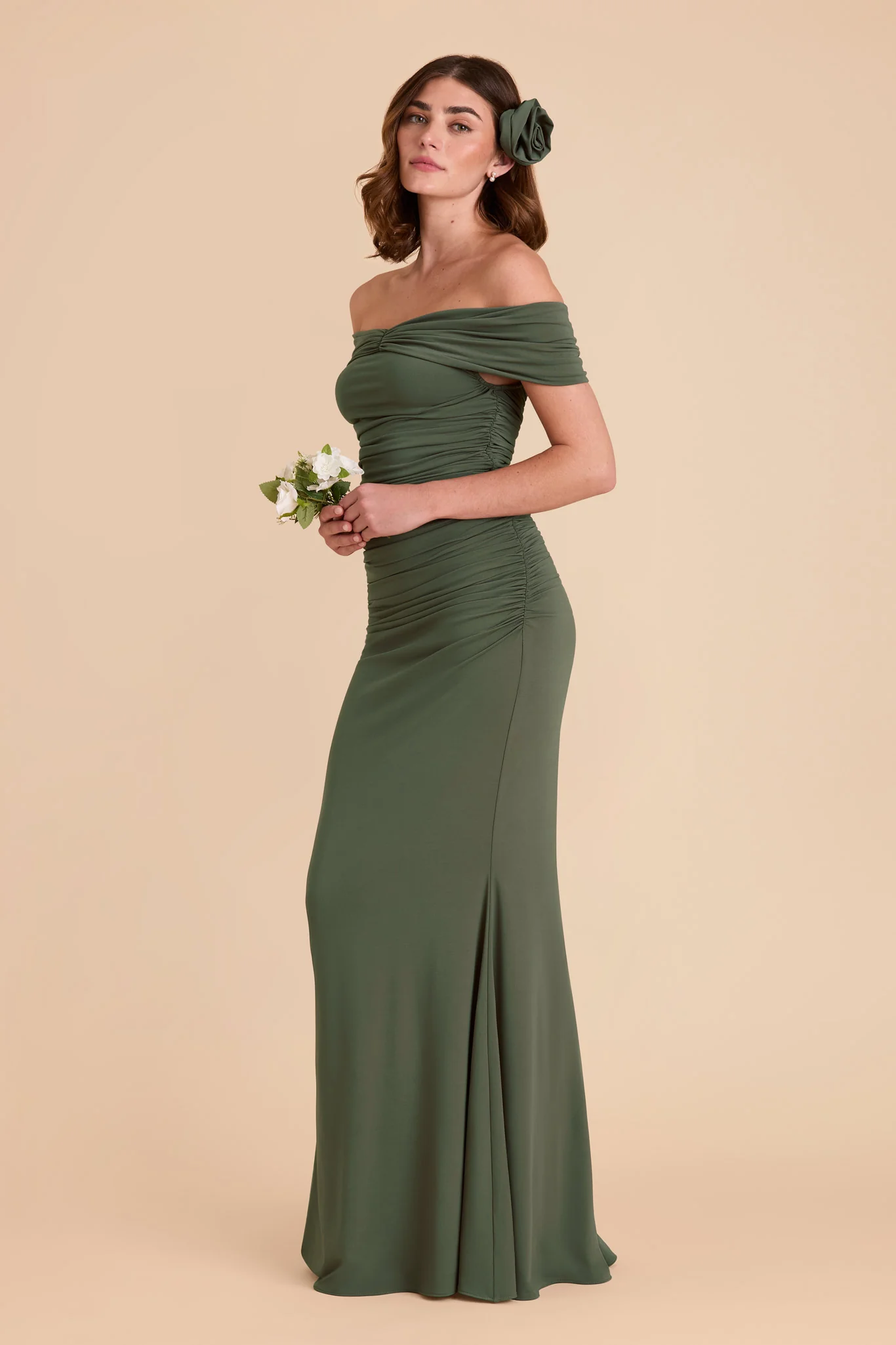 Denise Luxe Stretch Knit Dress - Olive - Image 8