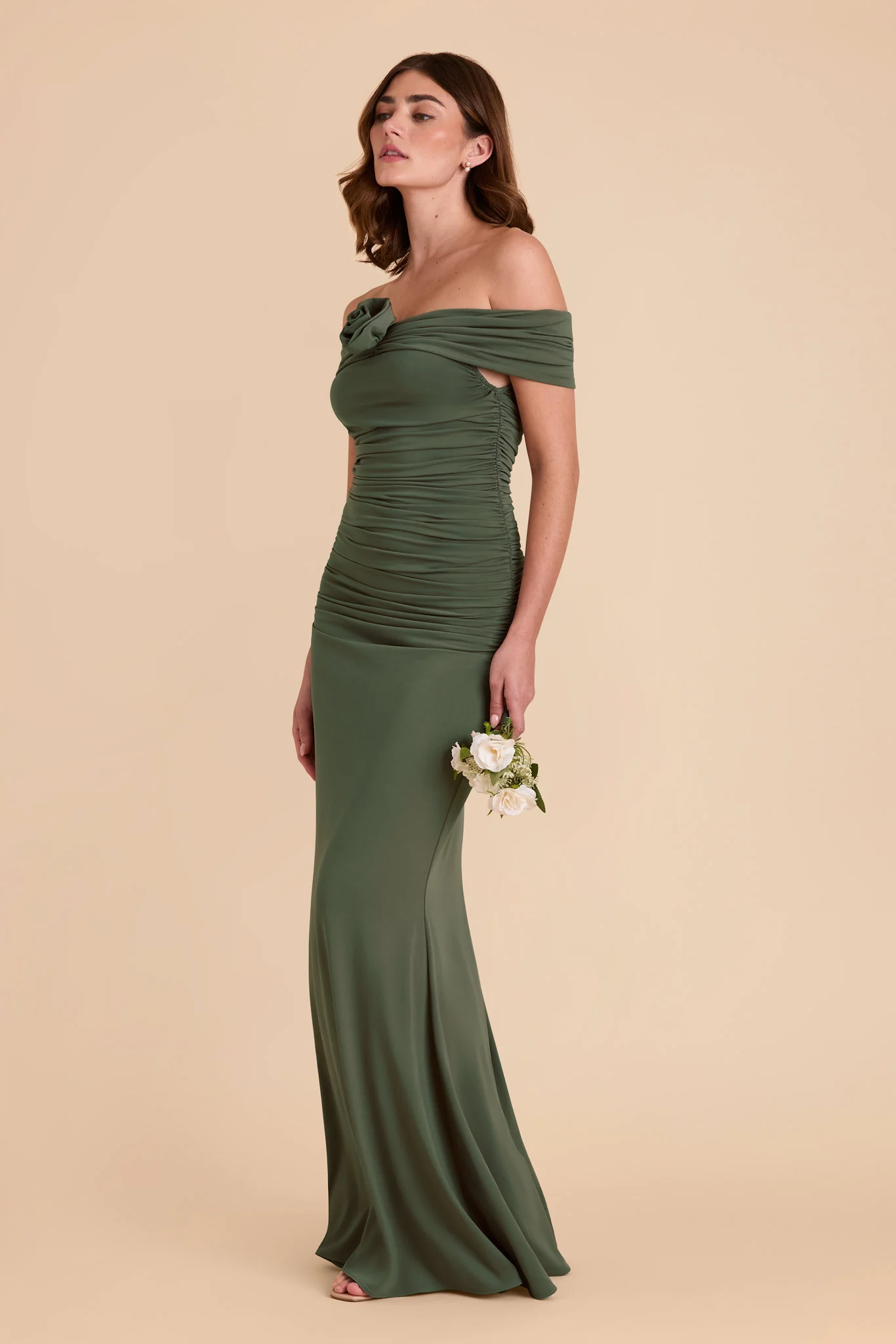 Denise Luxe Stretch Knit Dress - Olive - Image 9