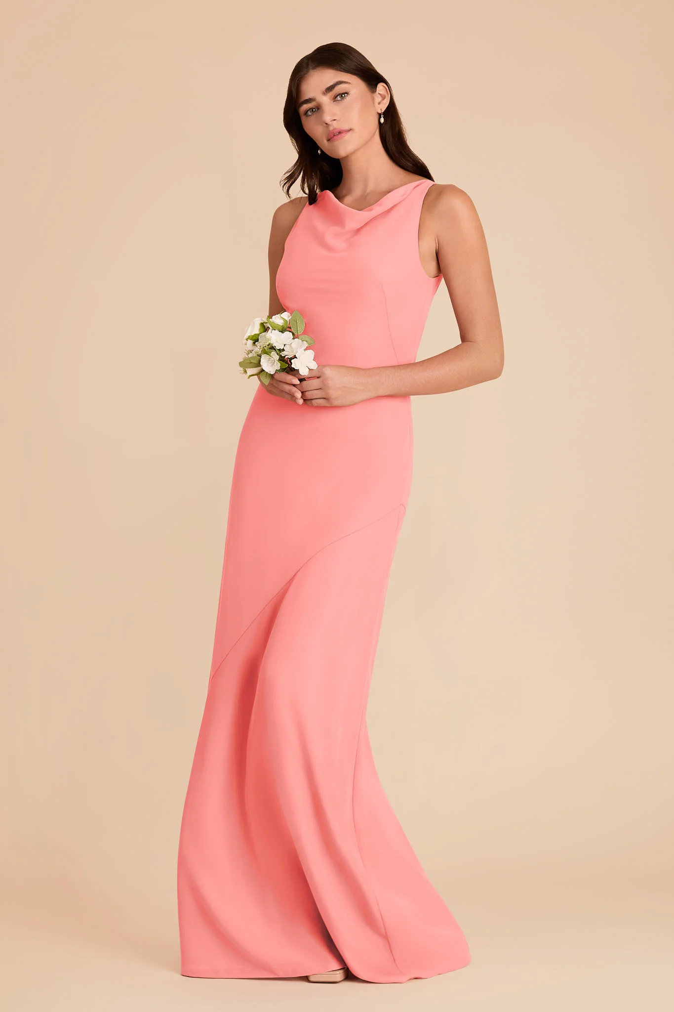 Destiny Chiffon Dress - Coral Pink - Image 3