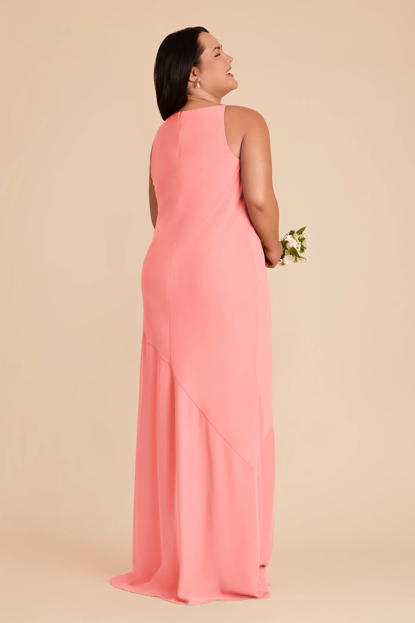 Destiny Chiffon Dress - Coral Pink - Image 7