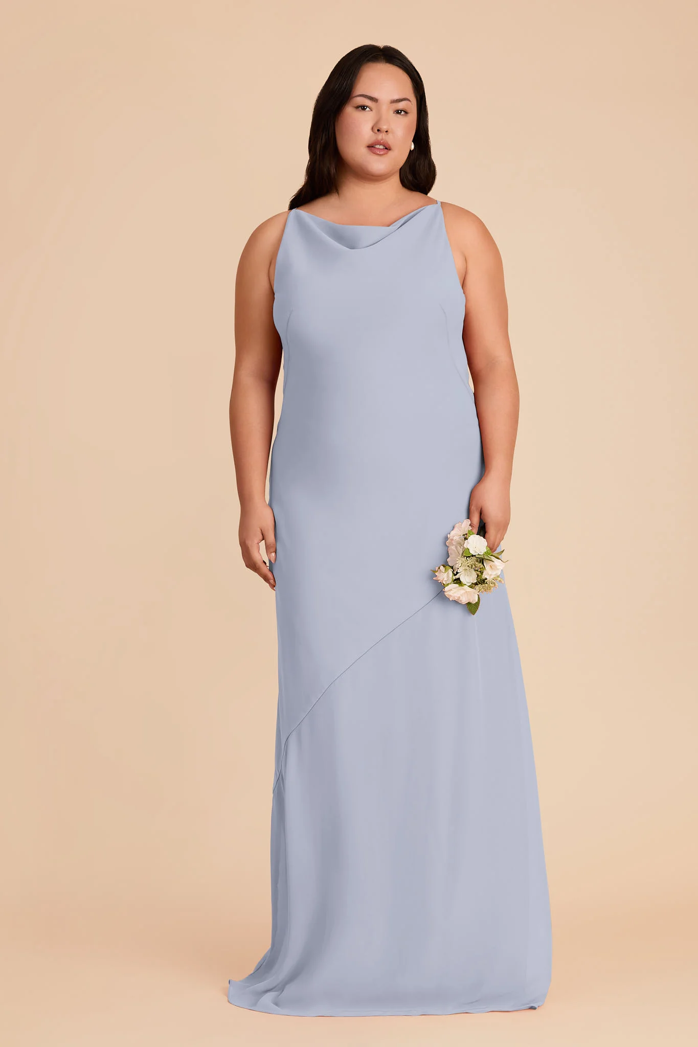 Destiny Chiffon Dress - Dusty Blue - Image 2