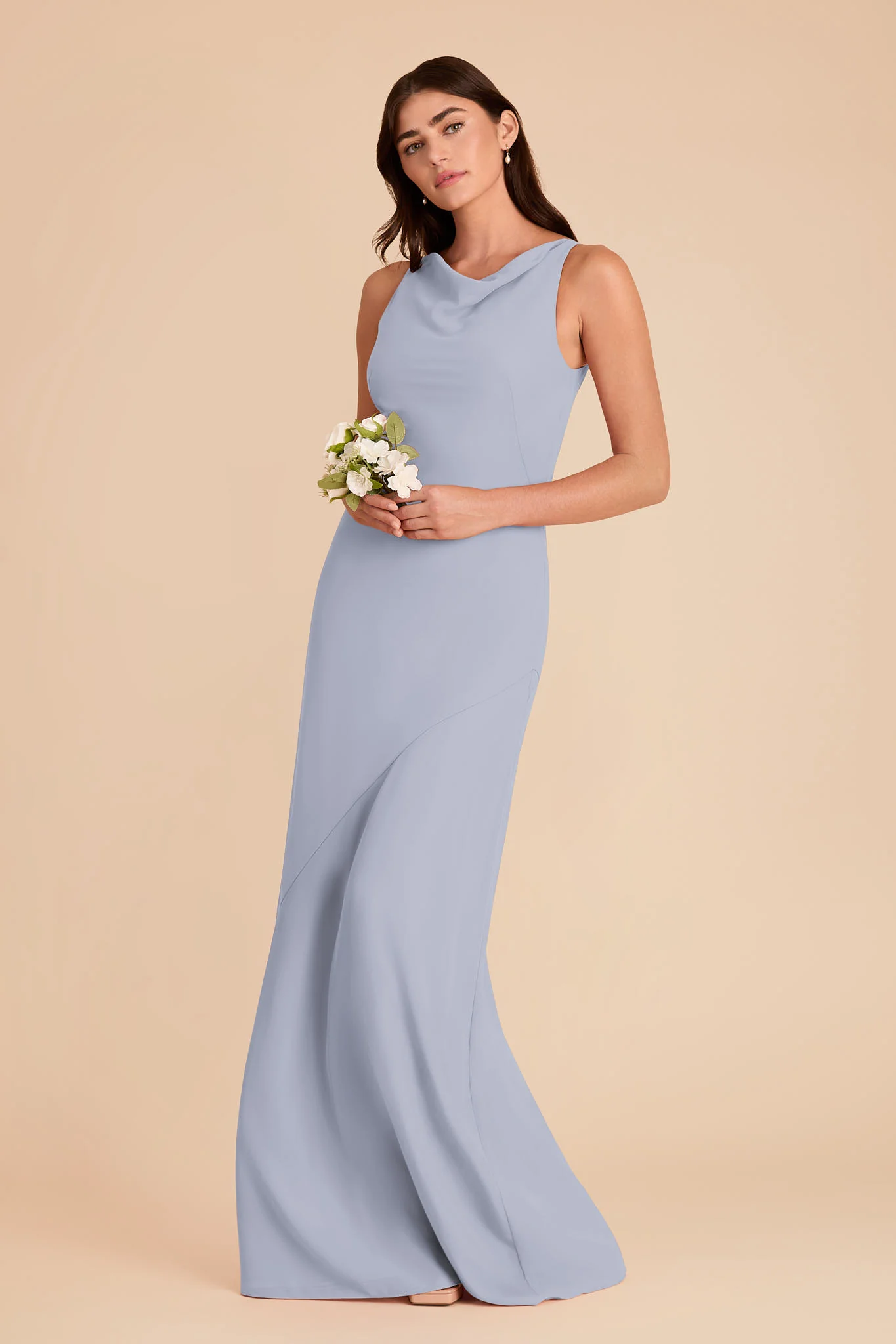 Destiny Chiffon Dress - Dusty Blue - Image 3