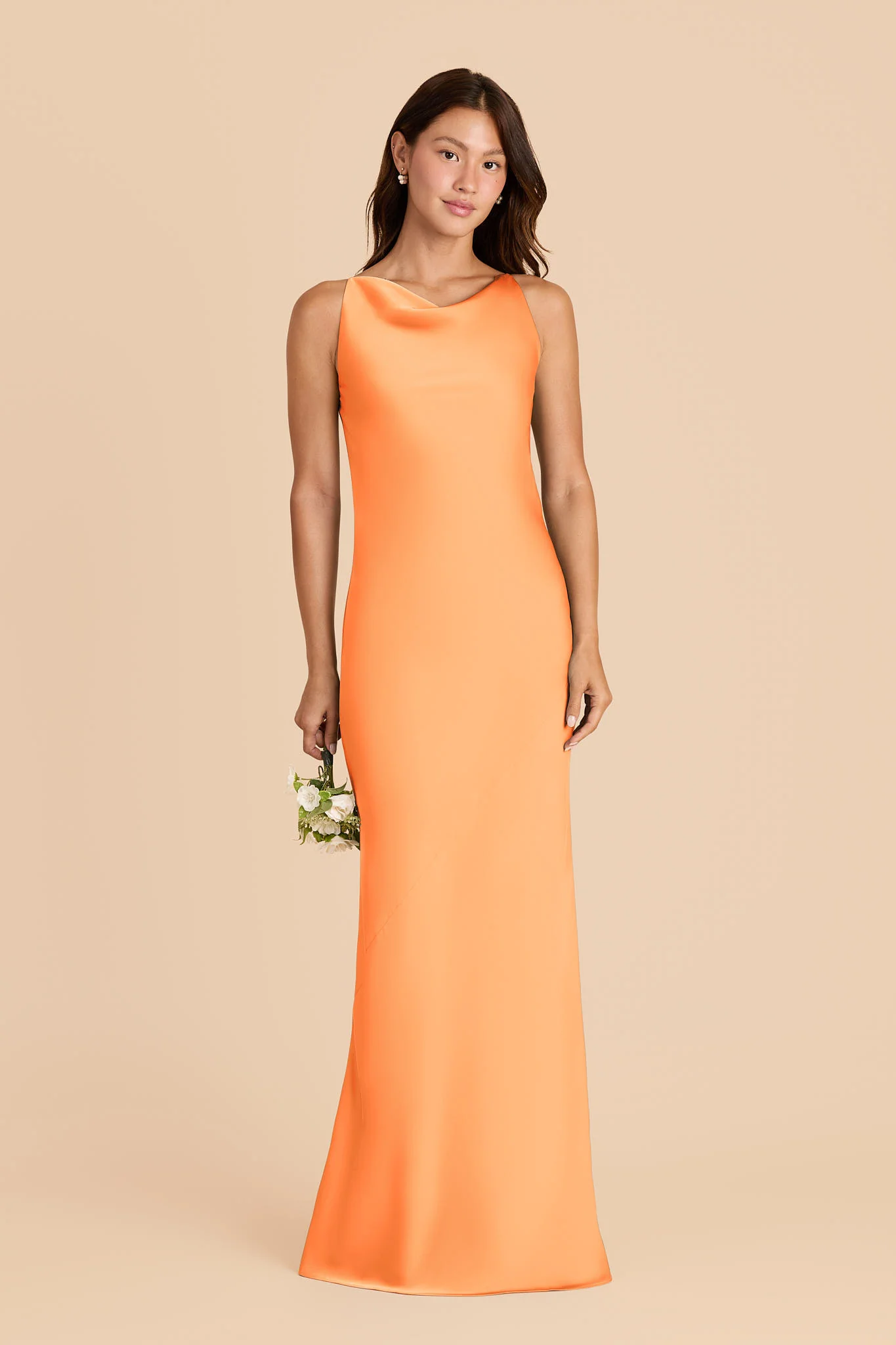 Destiny Matte Satin Dress - Apricot