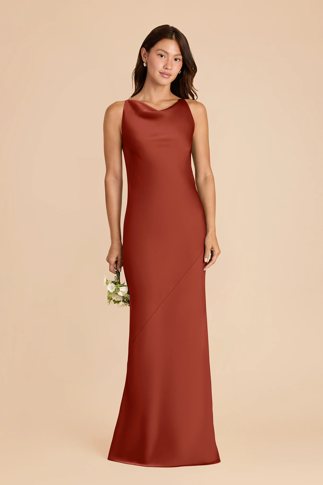 Destiny Matte Satin Dress - Auburn