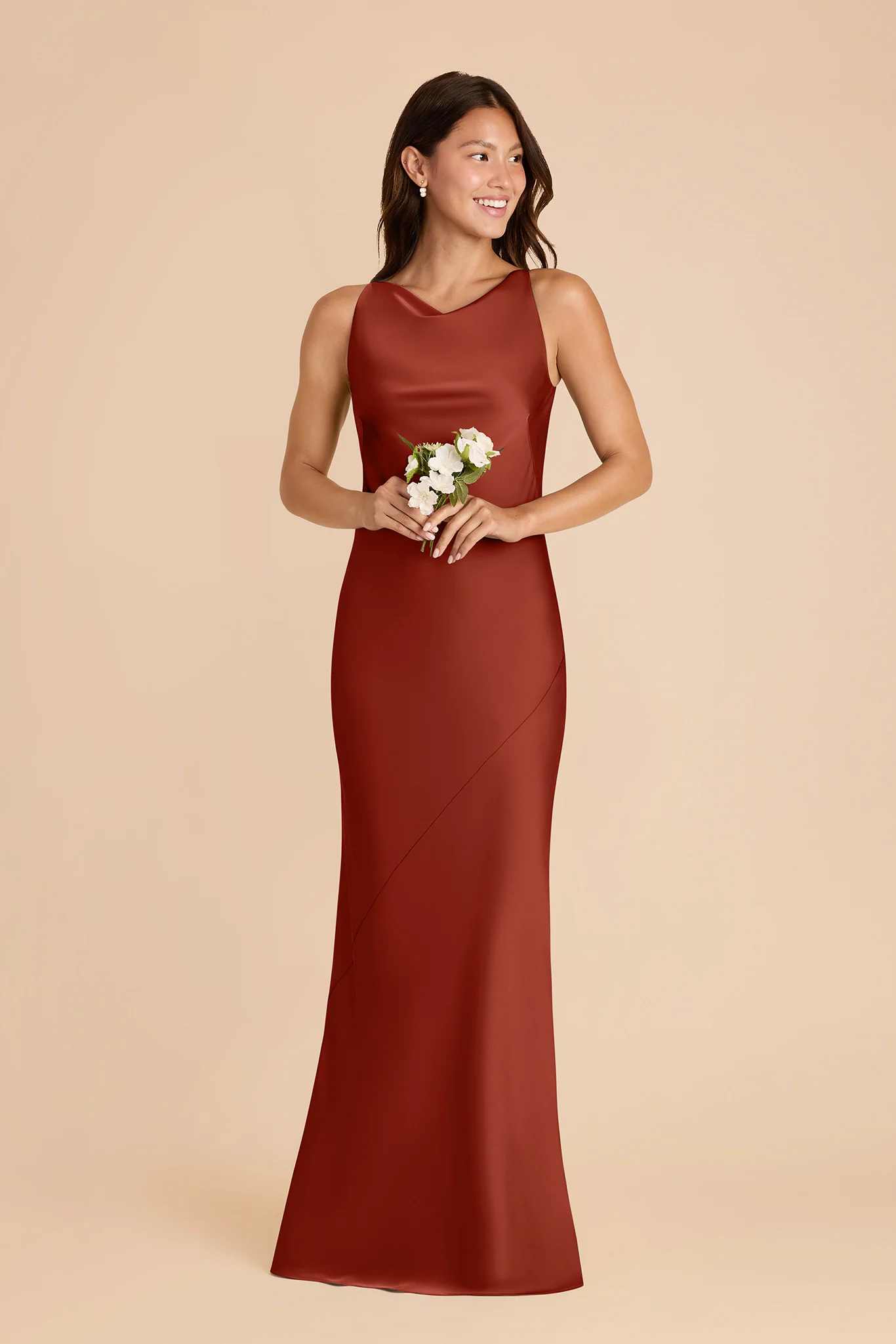 Destiny Matte Satin Dress - Auburn - Image 2