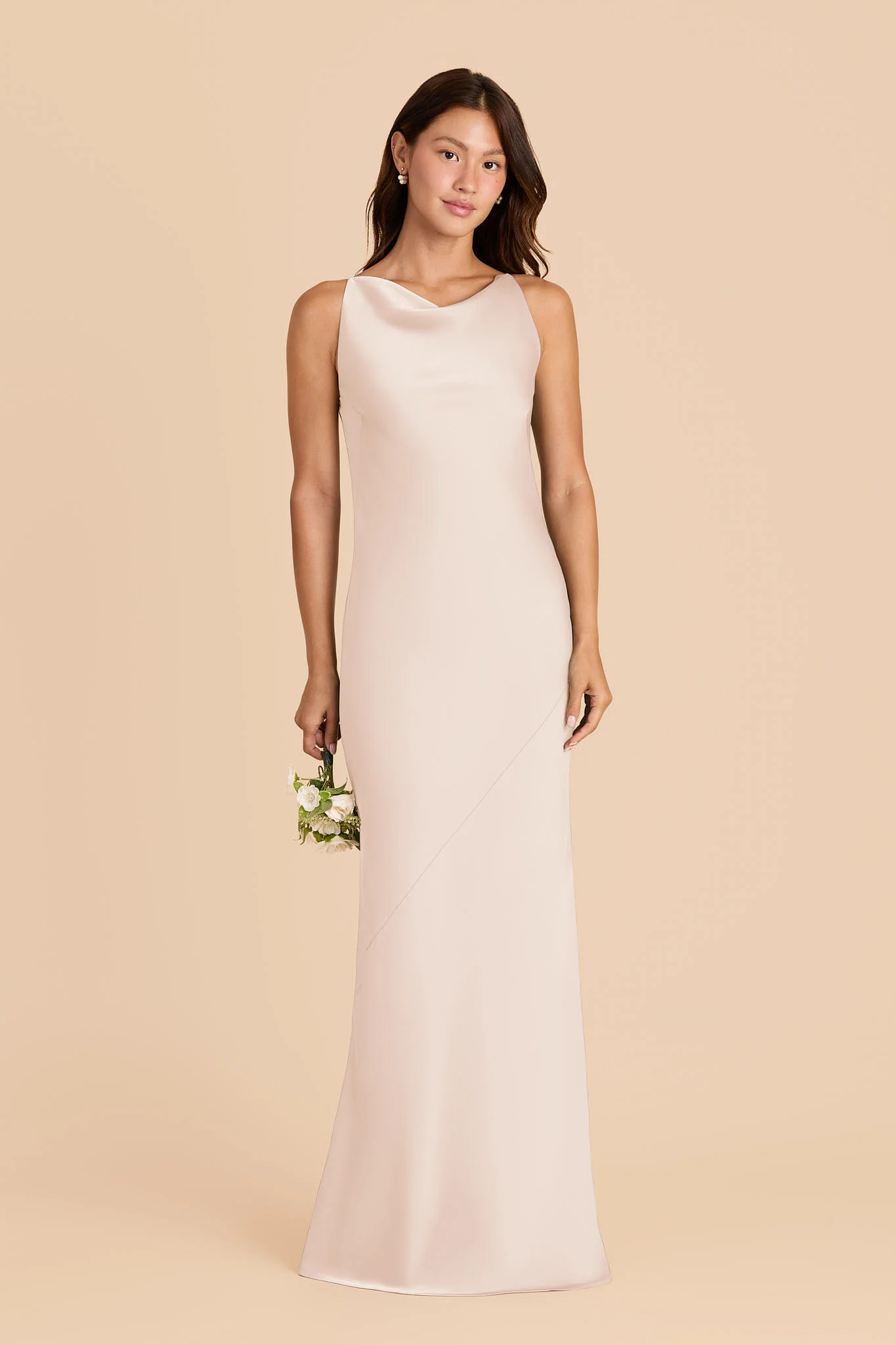 Destiny Matte Satin Dress - Champagne
