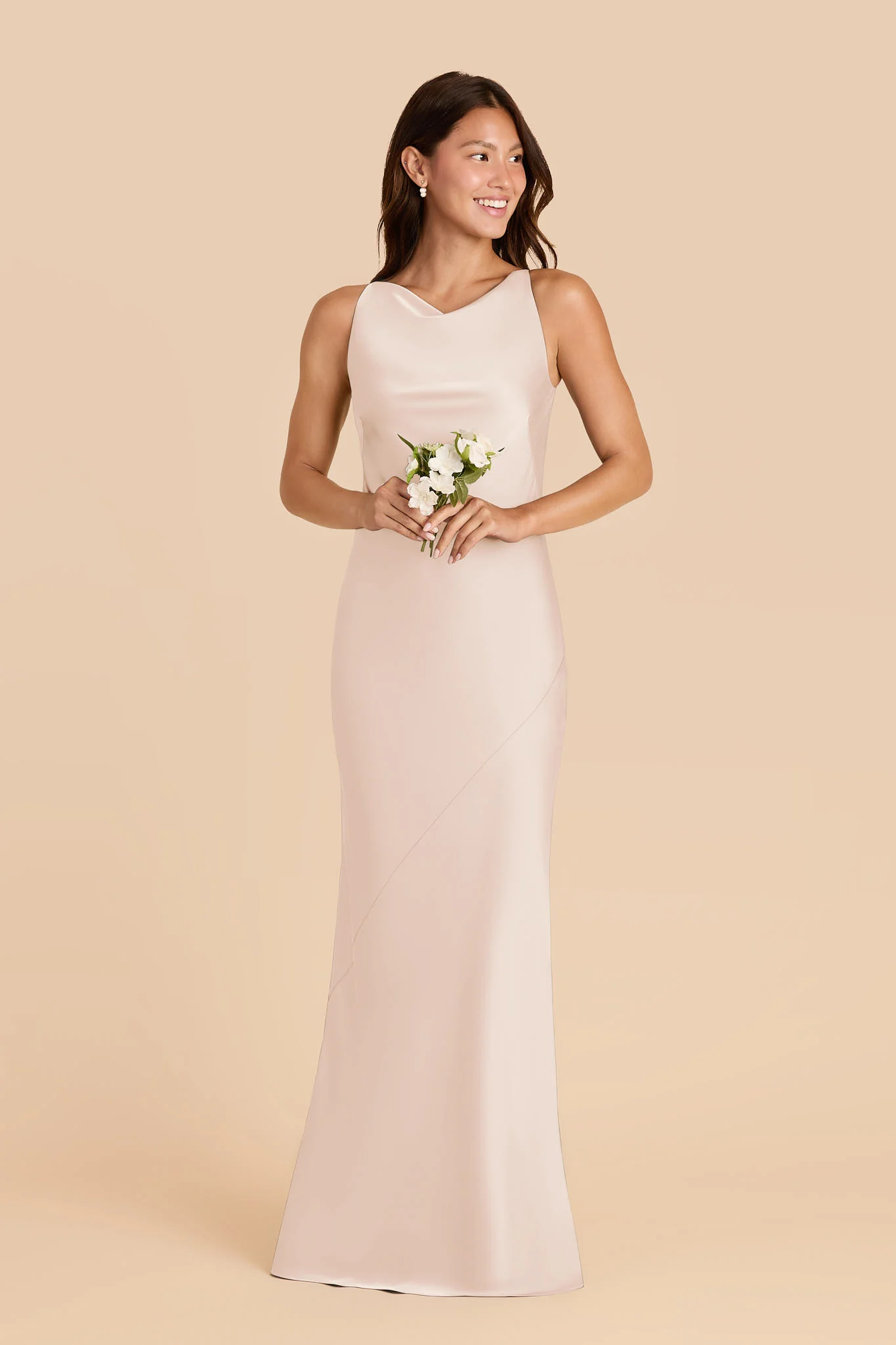 Destiny Matte Satin Dress - Champagne - Image 2