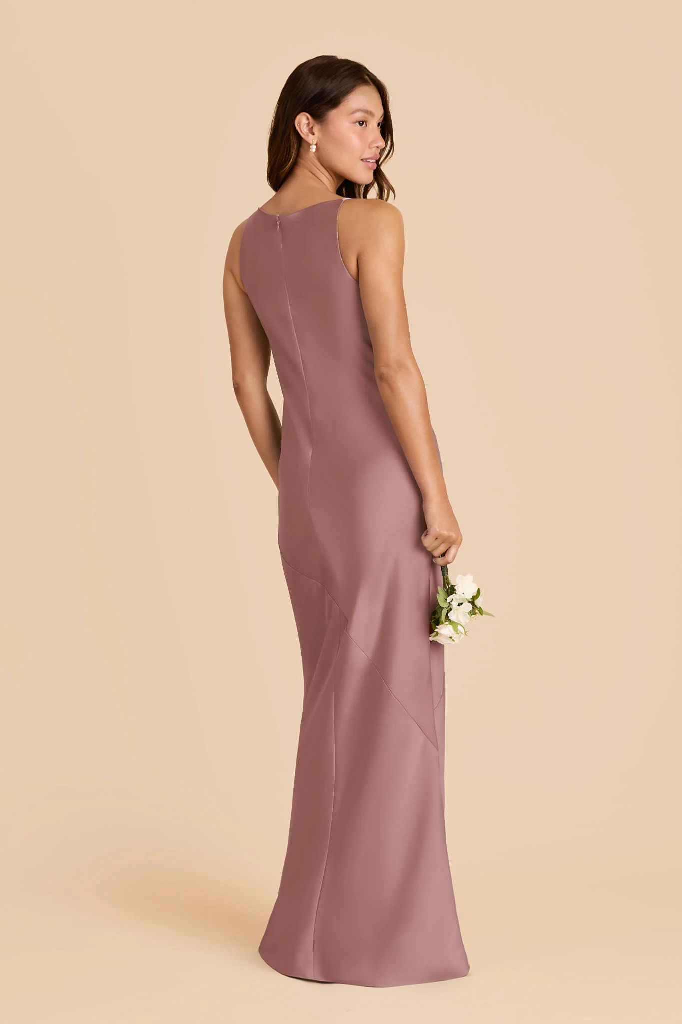 Destiny Matte Satin Dress - Dark Mauve - Image 3