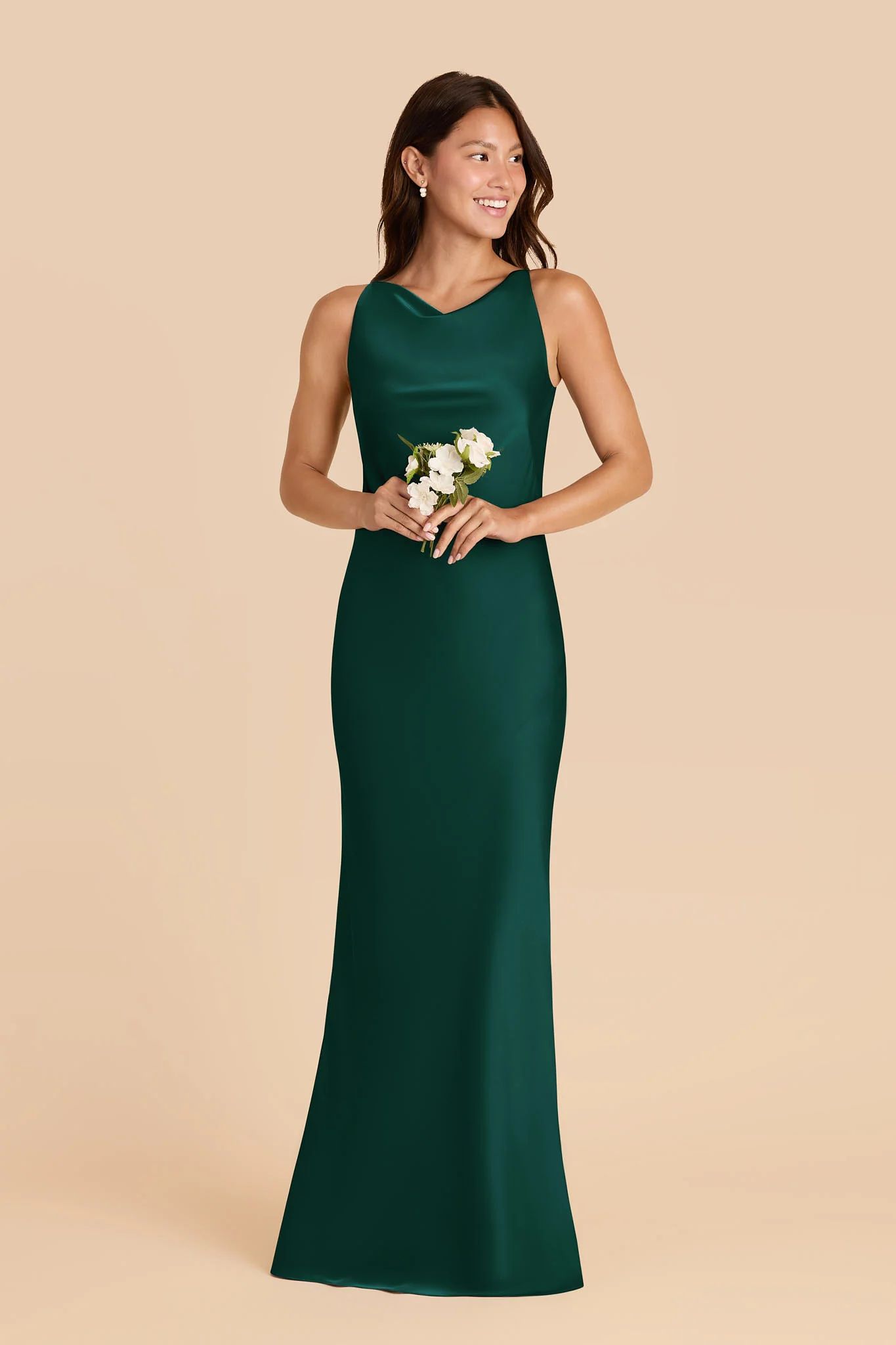Destiny Matte Satin Dress - Emerald - Image 2