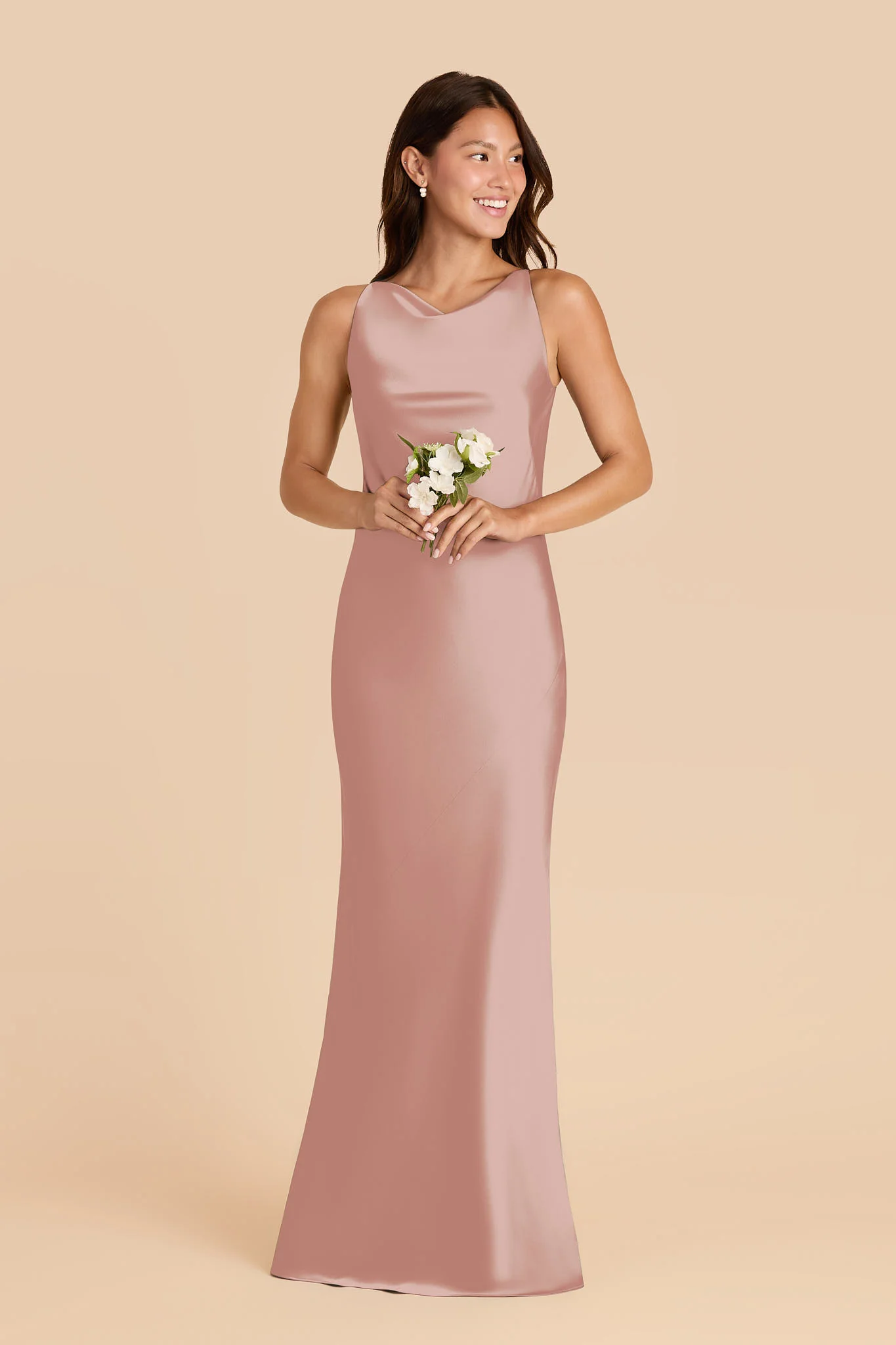 Destiny Matte Satin Dress - English Rose