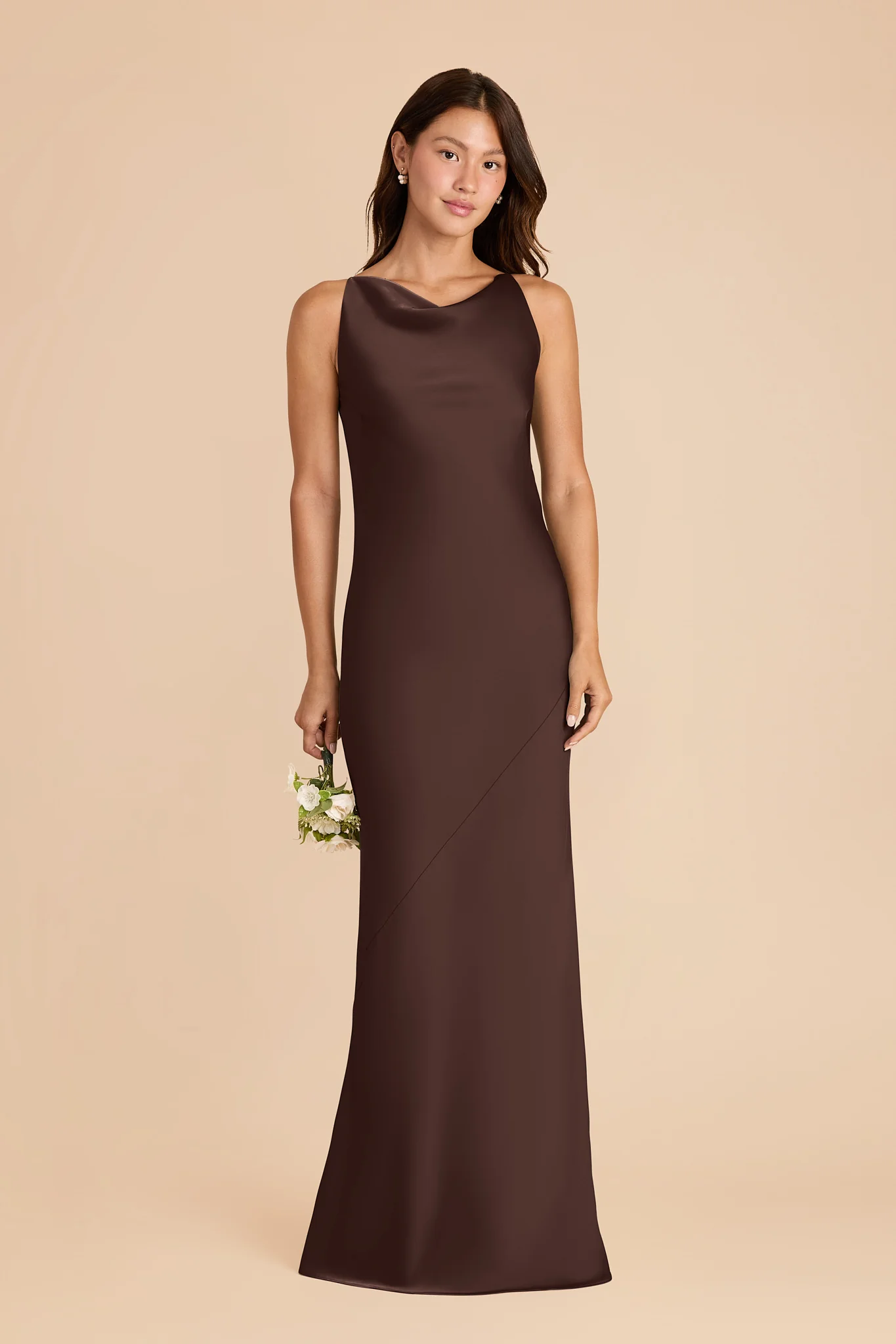 Destiny Matte Satin Dress - Espresso