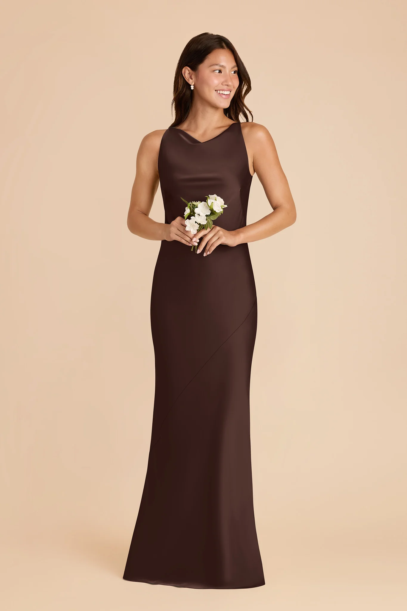Destiny Matte Satin Dress - Espresso - Image 2