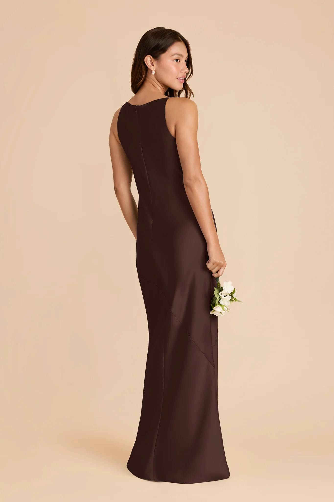 Destiny Matte Satin Dress - Espresso - Image 3
