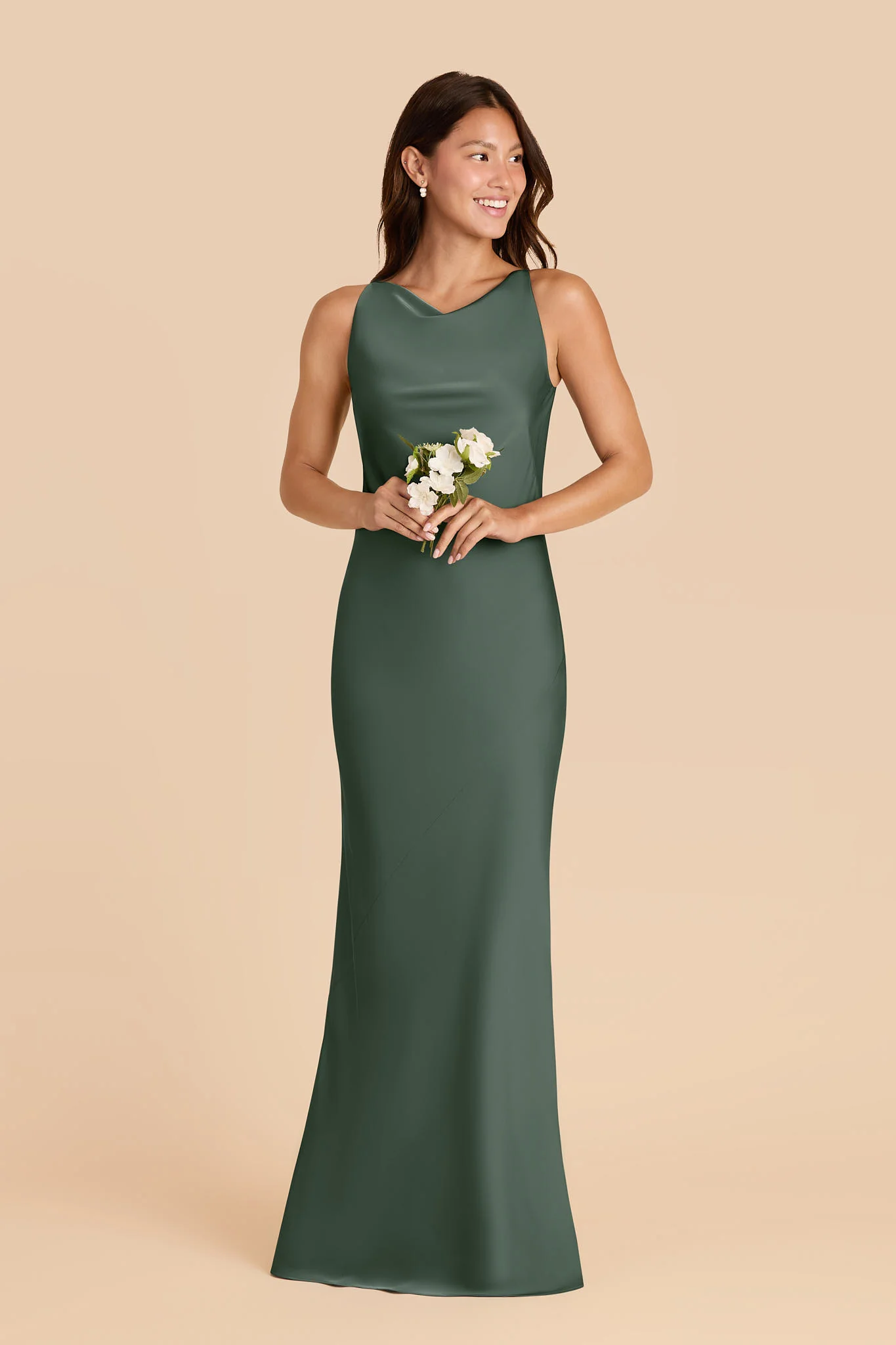 Destiny Matte Satin Dress - Eucalyptus - Image 2