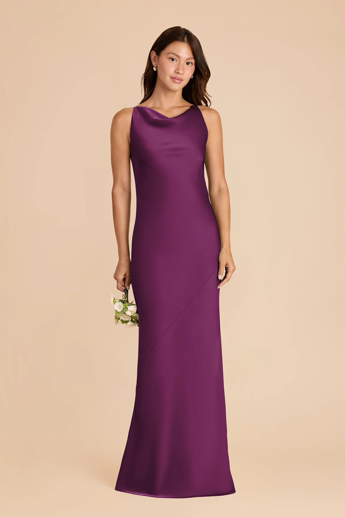 Destiny Matte Satin Dress - Fig