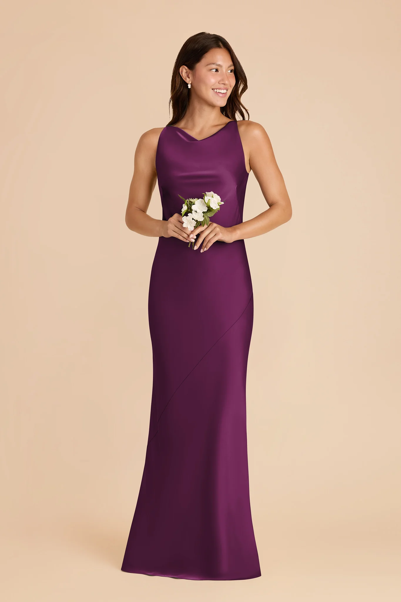 Destiny Matte Satin Dress - Fig - Image 2