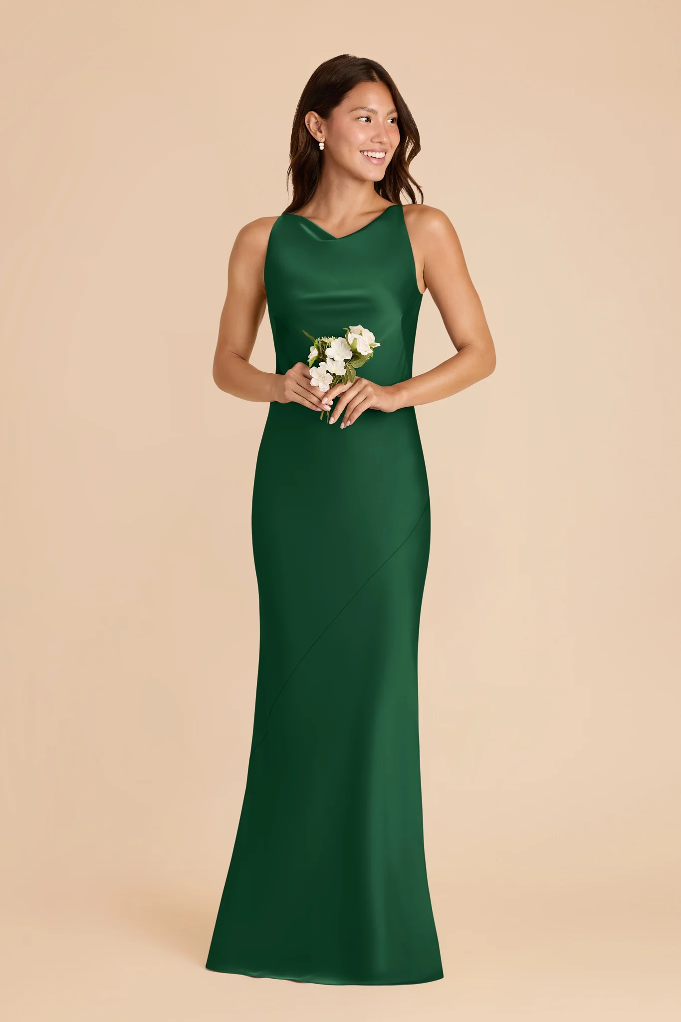 Destiny Matte Satin Dress - Forest Green - Image 2