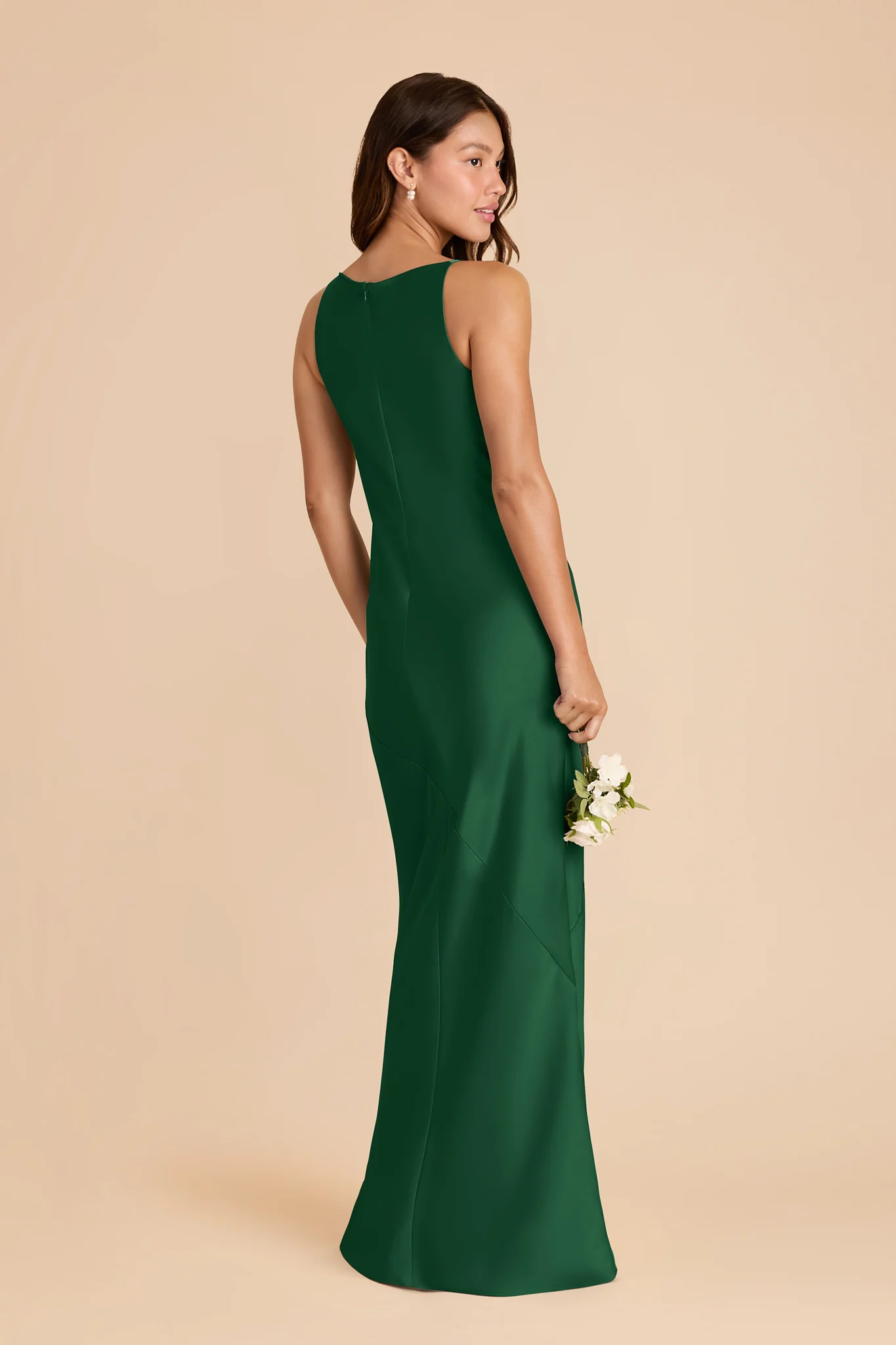 Destiny Matte Satin Dress - Forest Green - Image 3