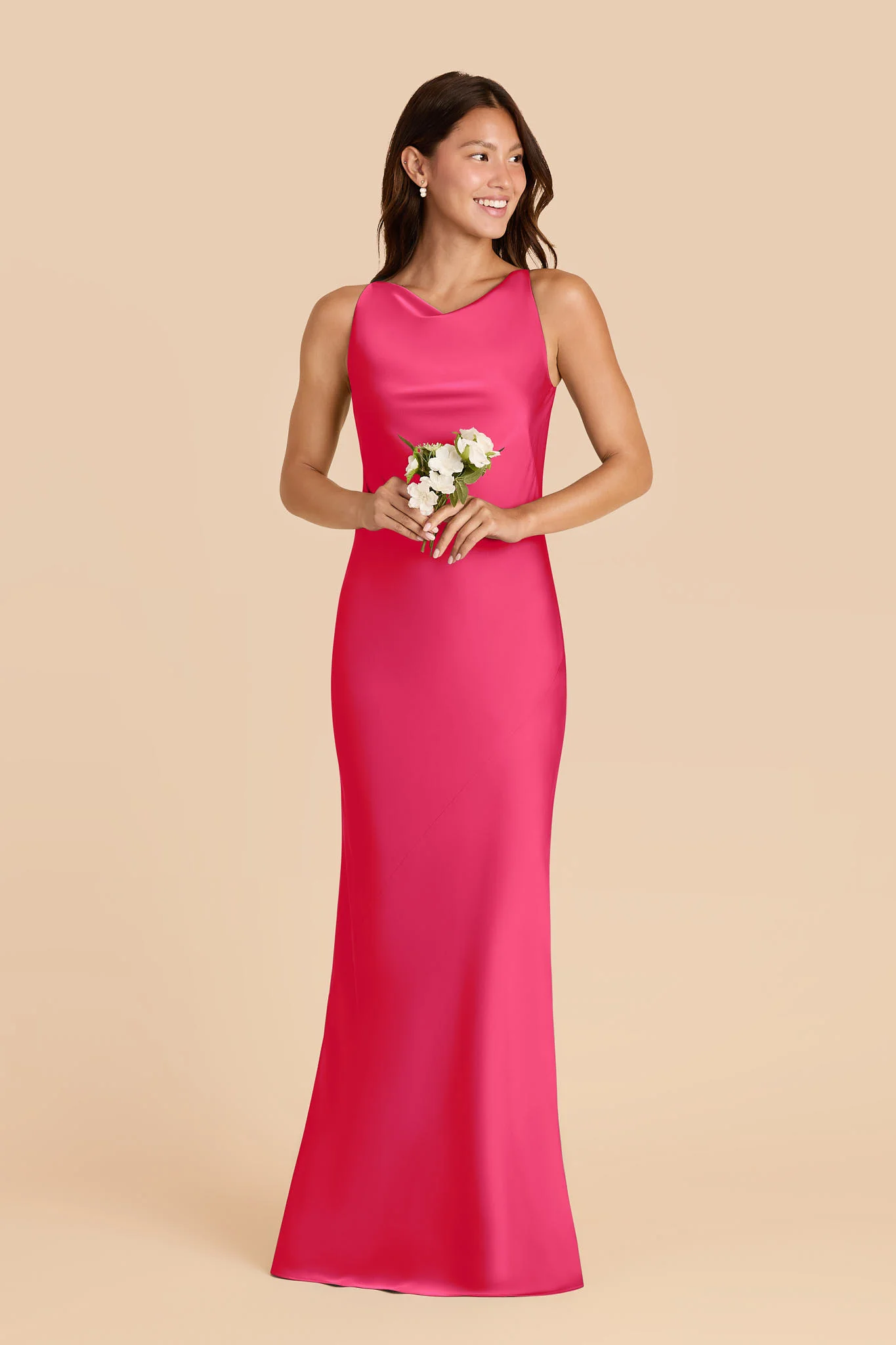 Destiny Matte Satin Dress - Fuchsia - Image 2