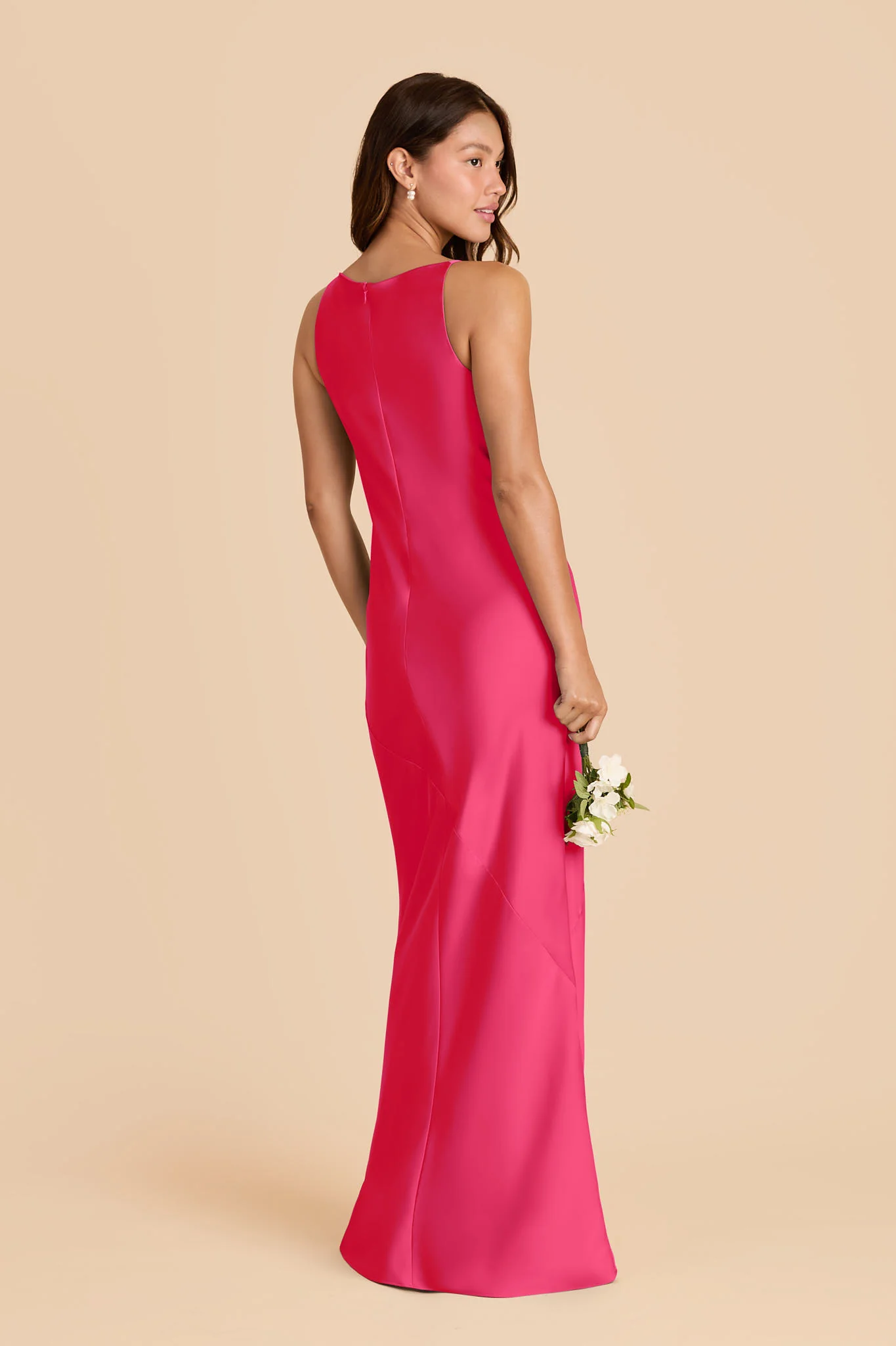 Destiny Matte Satin Dress - Fuchsia - Image 3