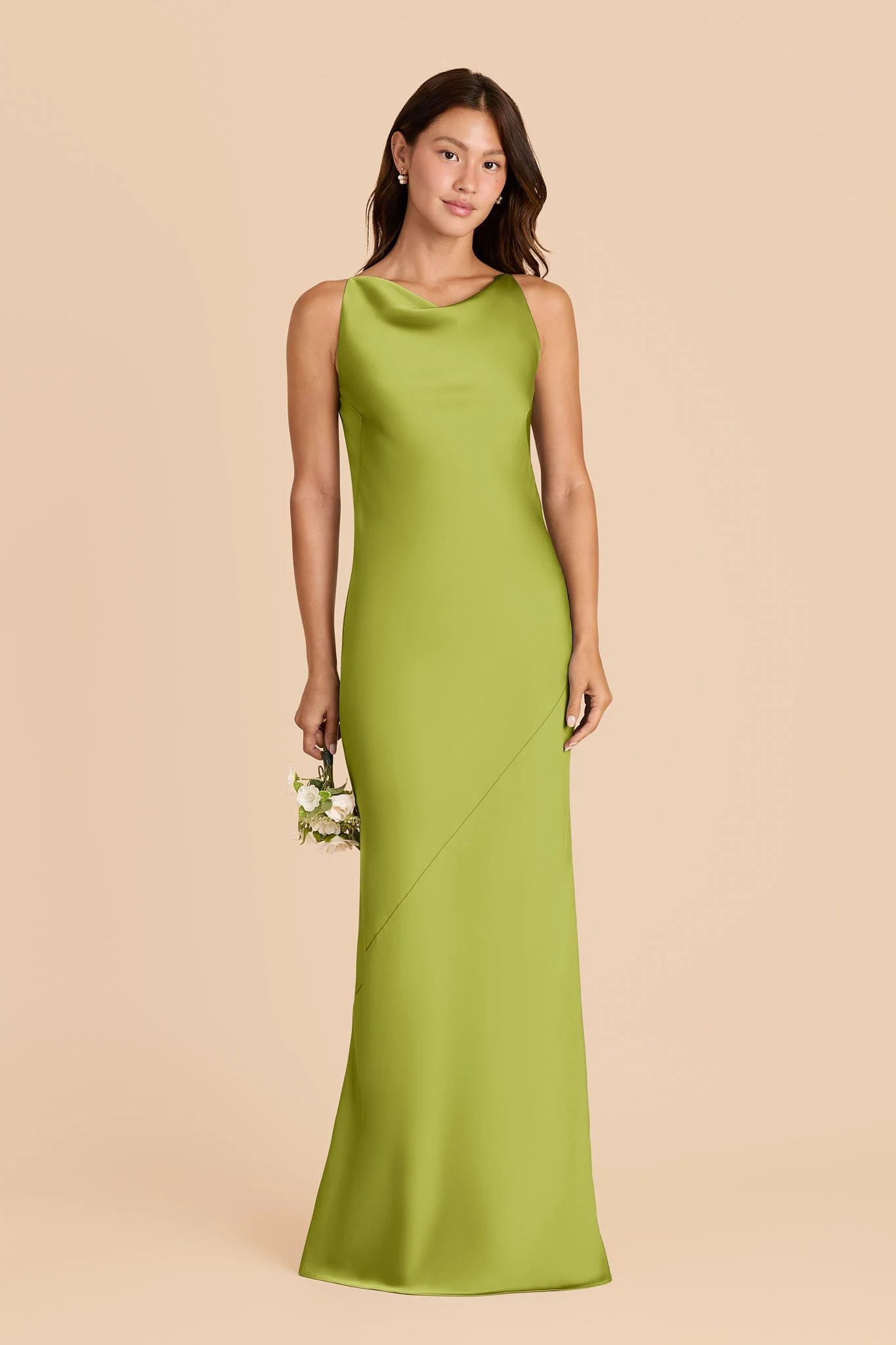 Destiny Matte Satin Dress - Matcha