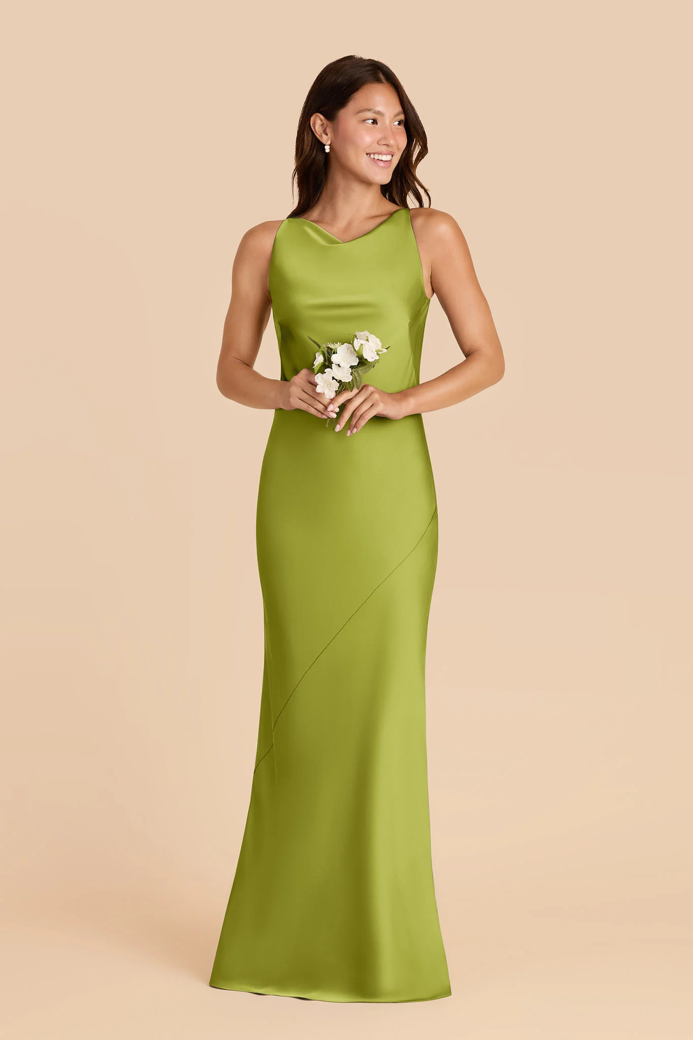 Destiny Matte Satin Dress - Matcha - Image 2