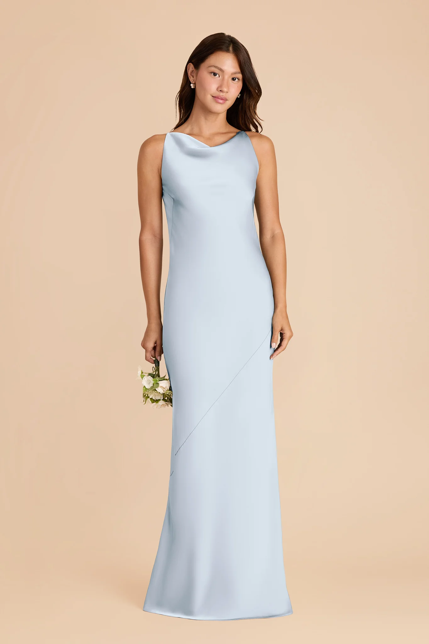 Destiny Matte Satin Dress - Mist Blue