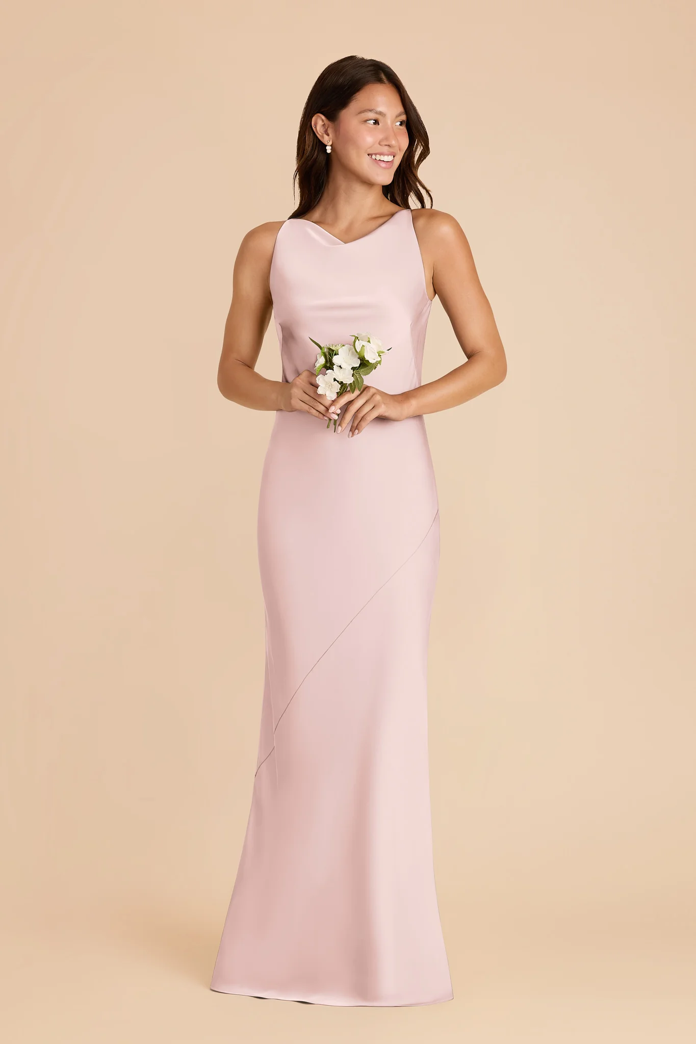 Destiny Matte Satin Dress - Pale Blush - Image 2
