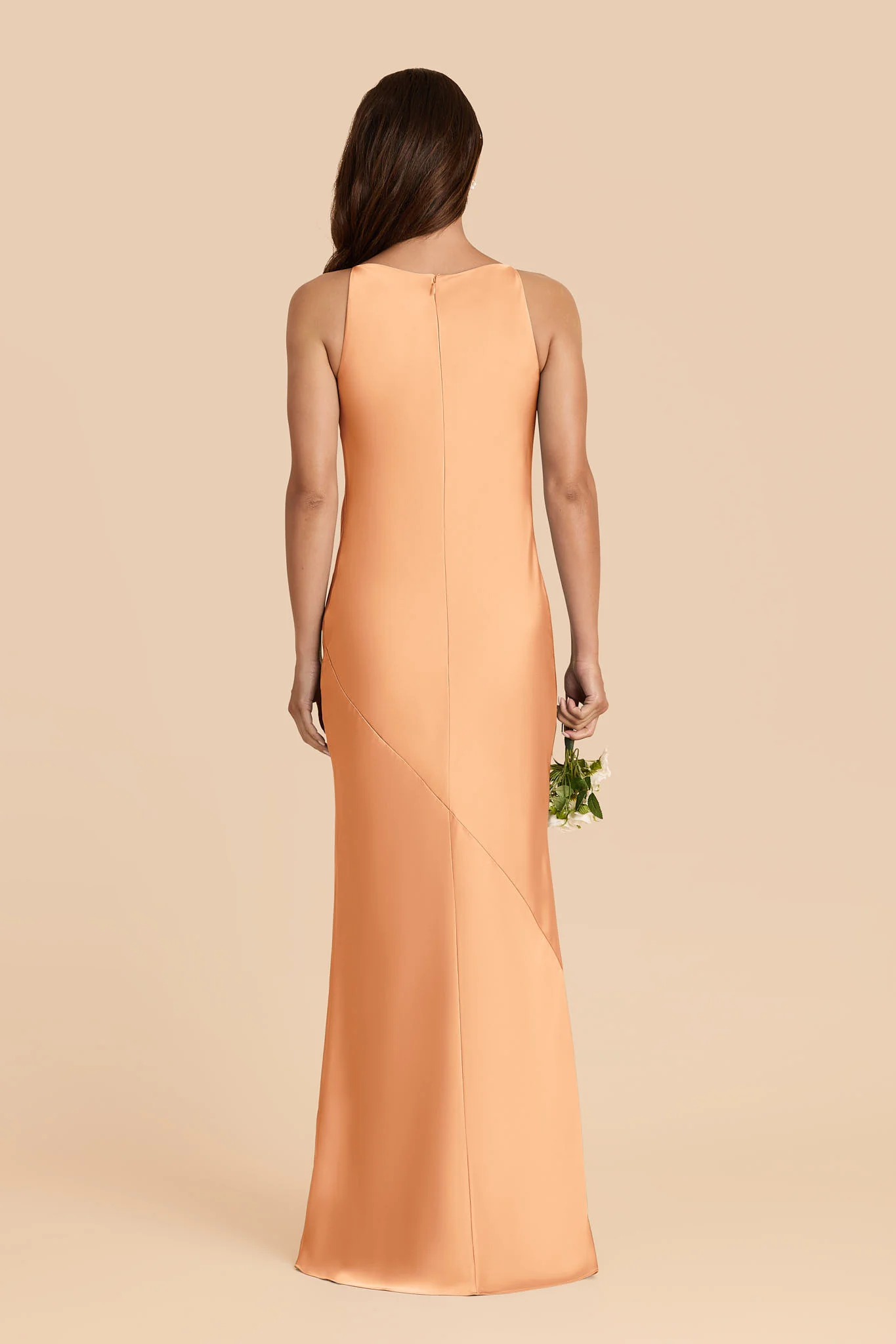 Destiny Matte Satin Dress - Peach - Image 4