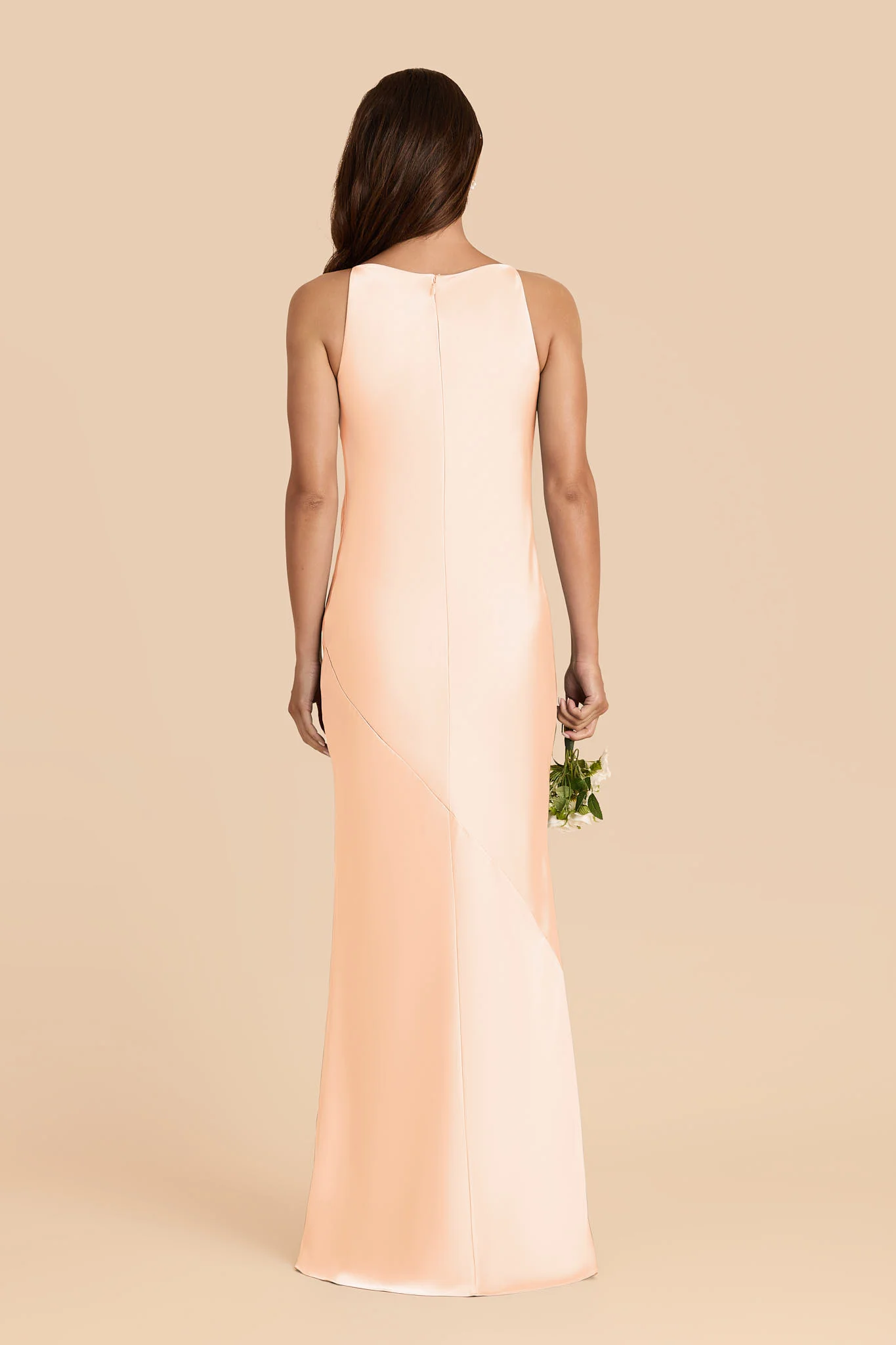 Destiny Matte Satin Dress - Peach Cream - Image 4