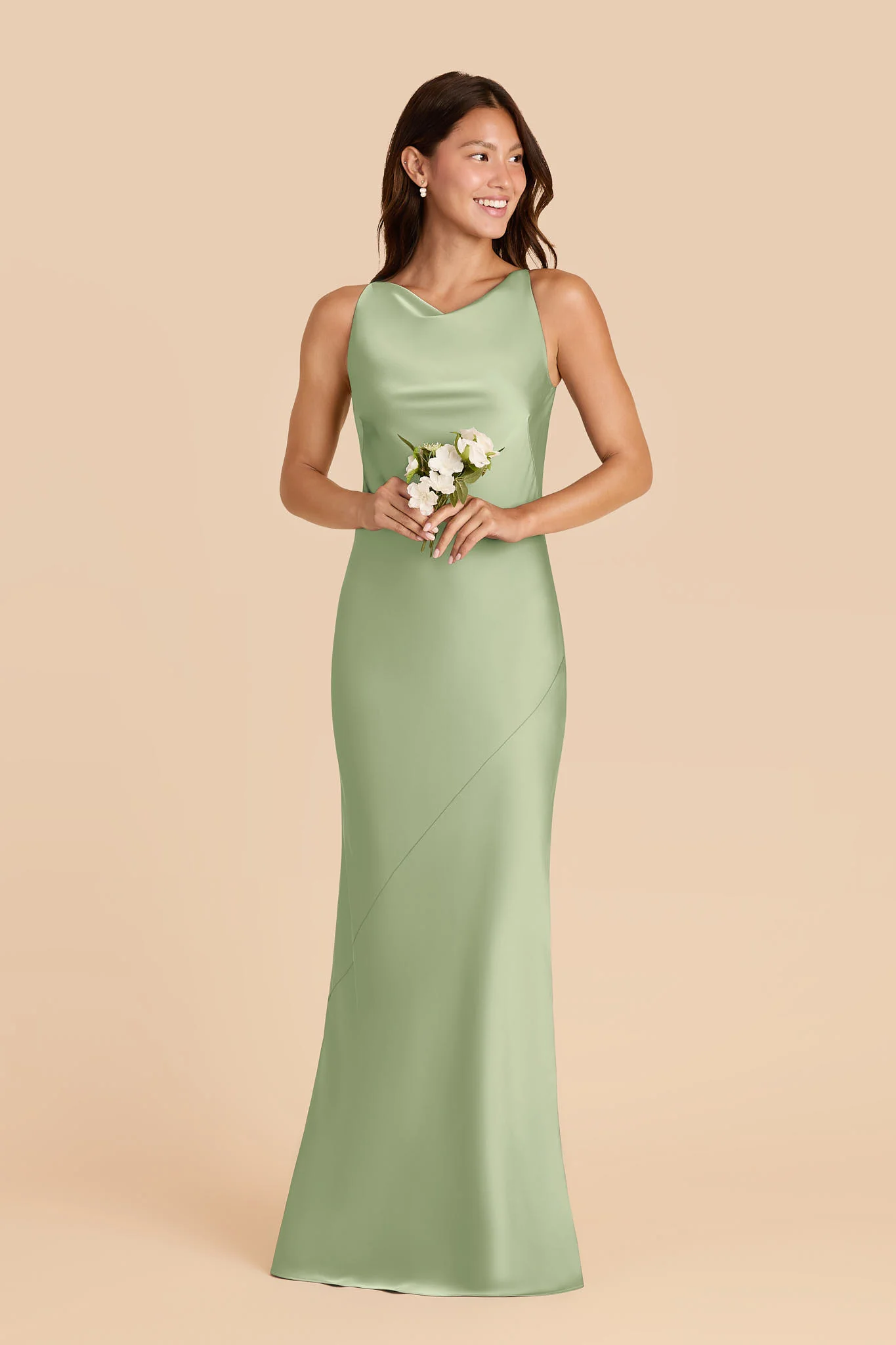 Destiny Matte Satin Dress - Pistachio - Image 2
