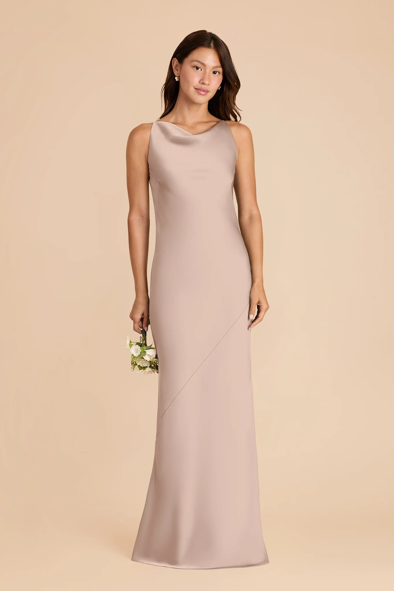 Destiny Matte Satin Dress - Taupe
