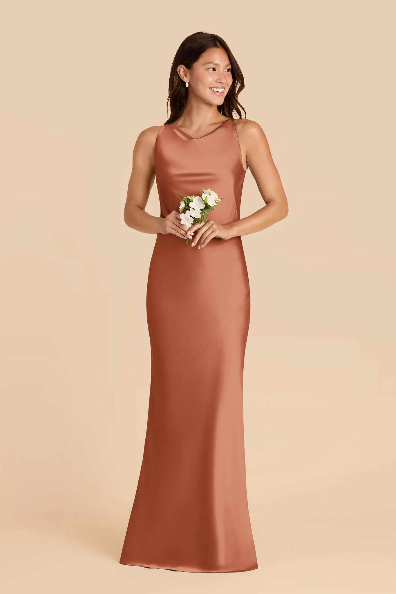 Destiny Matte Satin Dress - Terracotta - Image 2