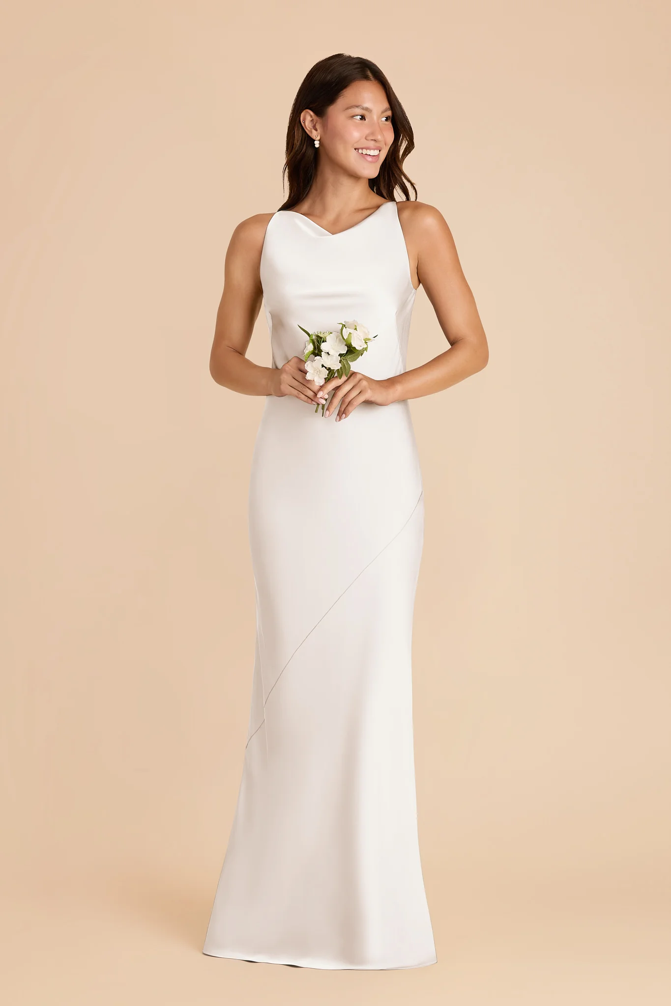 Destiny Matte Satin Dress - White - Image 2